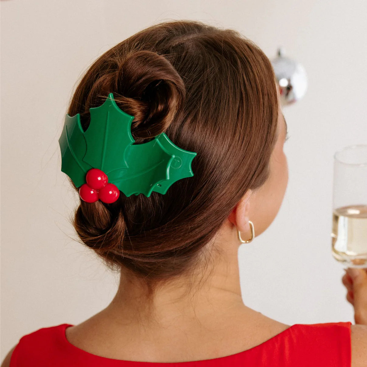 TELETIES Holly Leaves Flat Hair Clip
