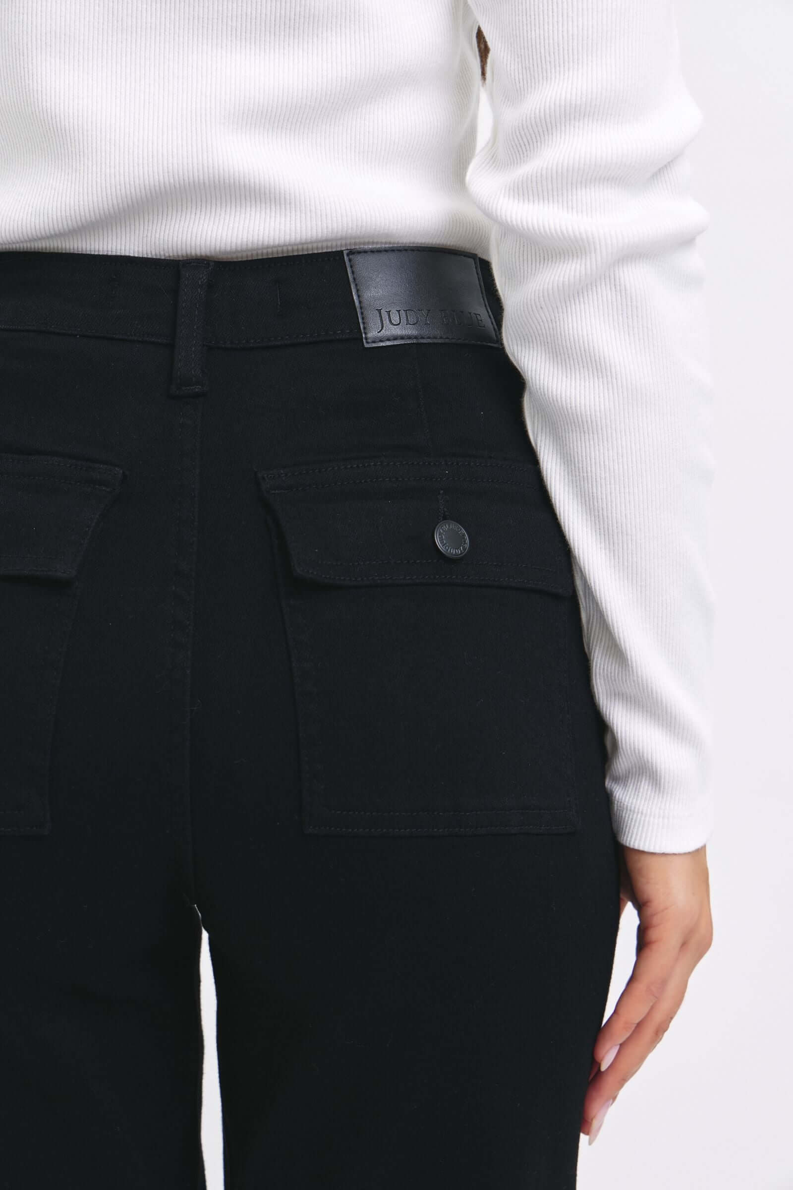 Judy Blue "Lauren" Black High Waist Cargo Cuffed Jogger