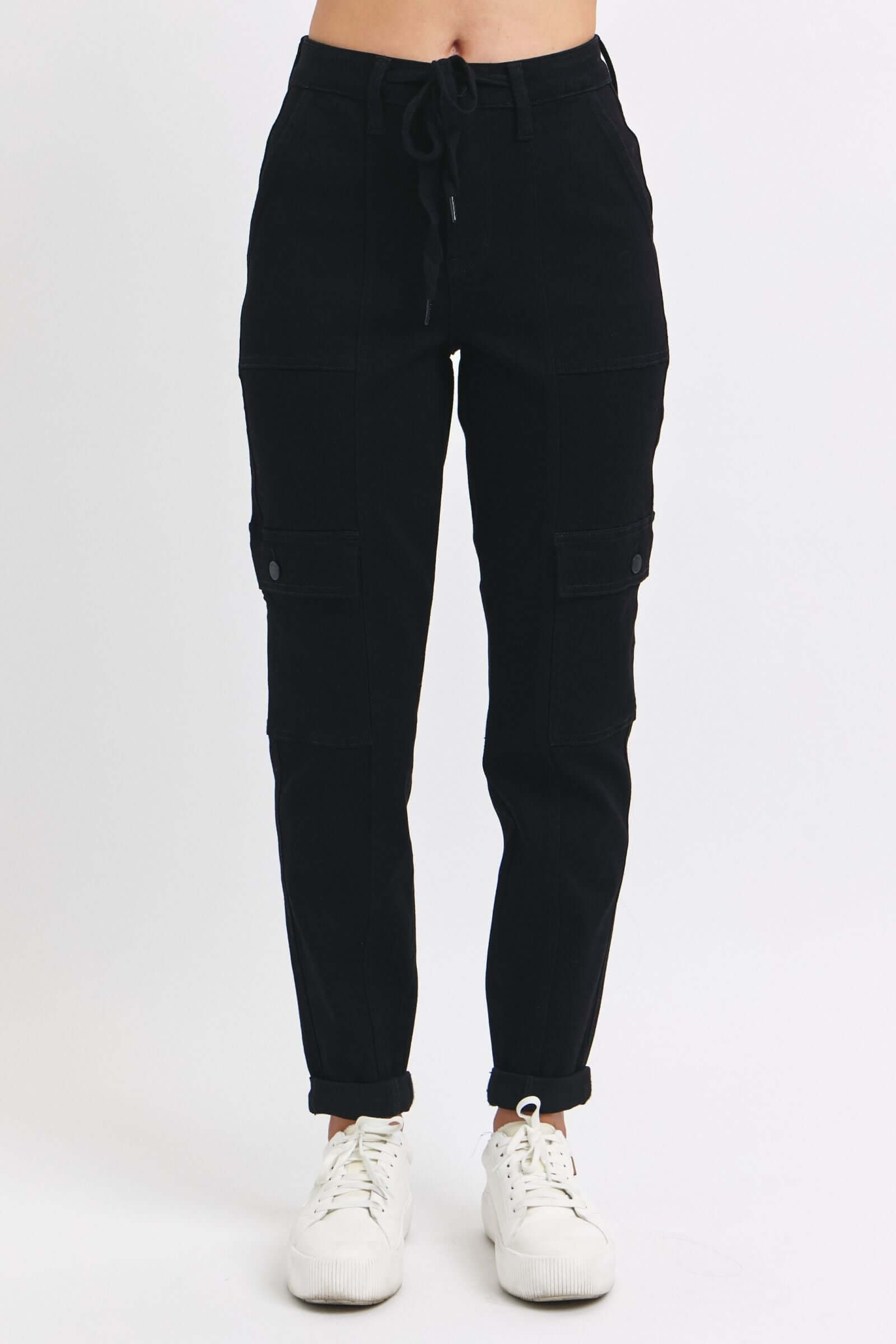 Judy Blue "Lauren" Black High Waist Cargo Cuffed Jogger