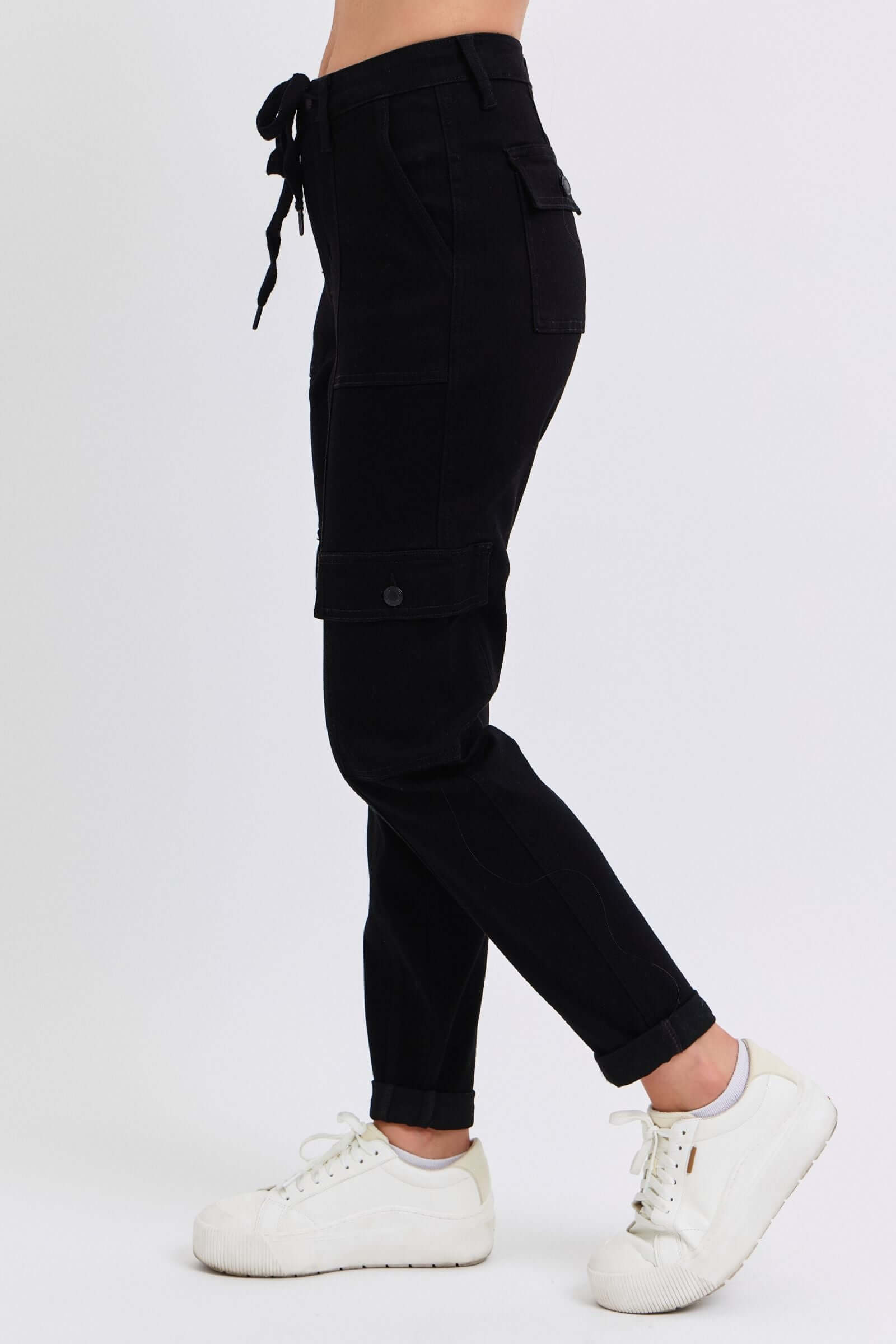 Judy Blue "Lauren" Black High Waist Cargo Cuffed Jogger