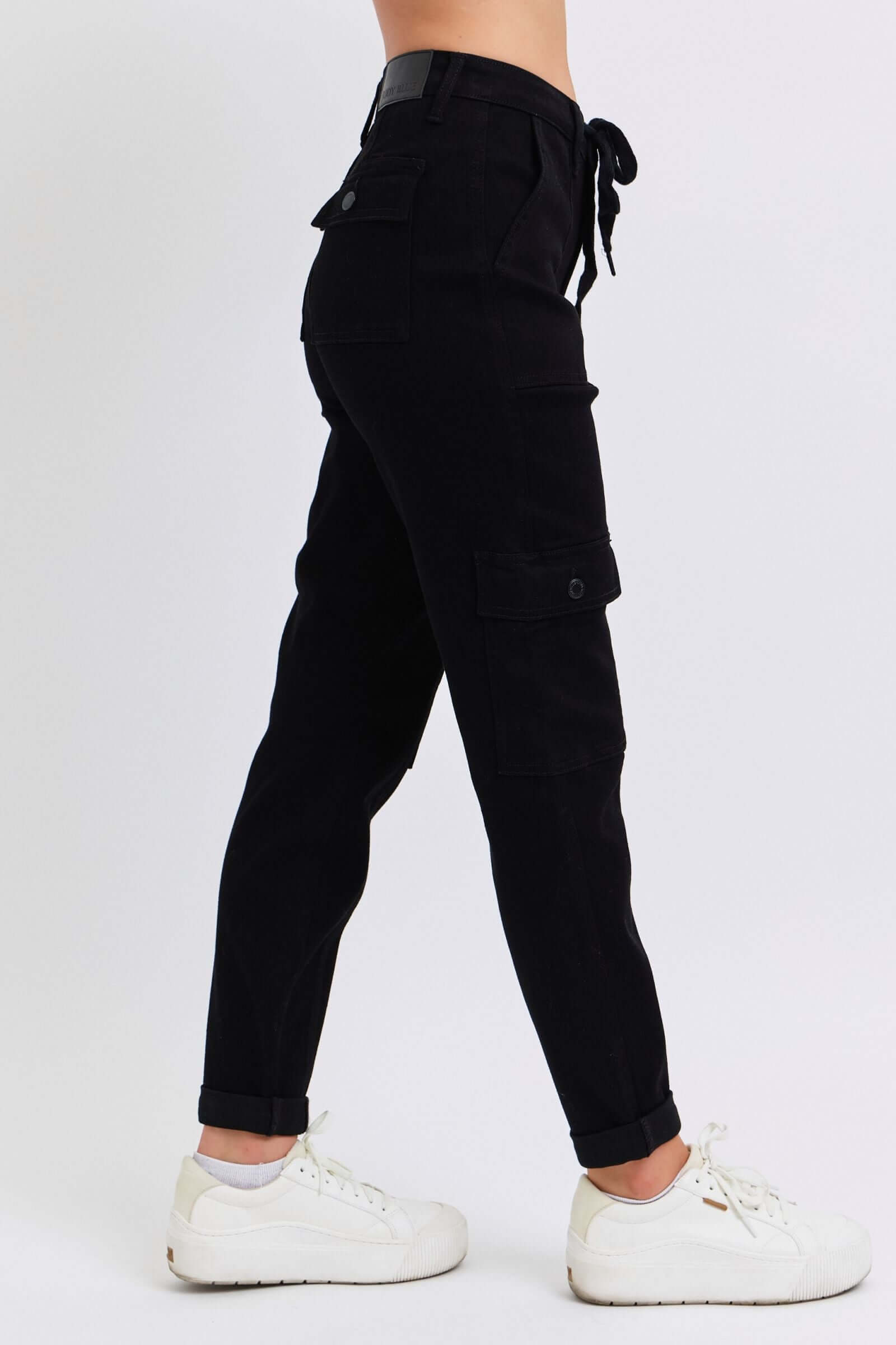 Judy Blue "Lauren" Black High Waist Cargo Cuffed Jogger