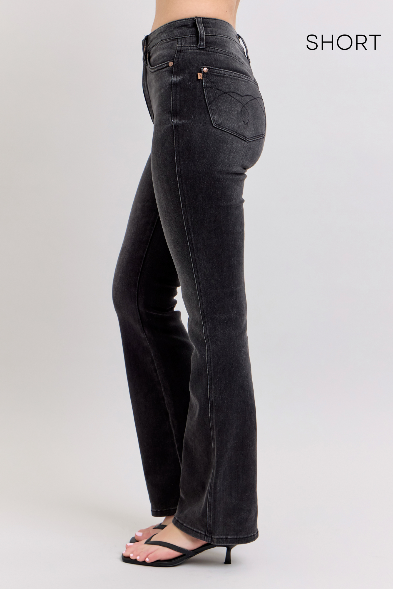 Black high waist tummy control short inseam Judy blue jean