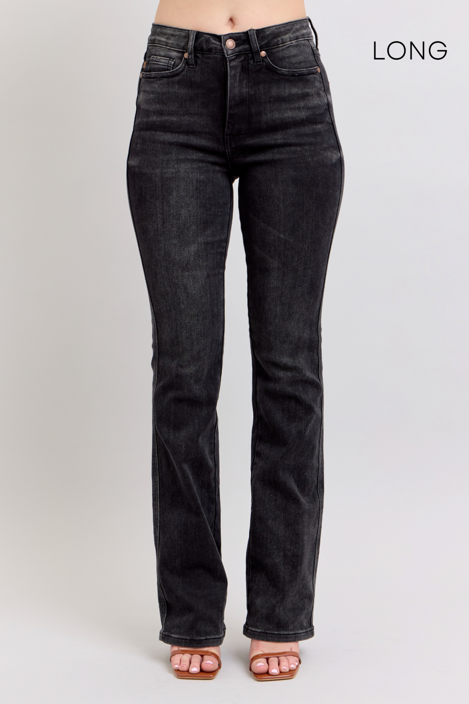Black high waist tummy control long inseam Judy blue jean