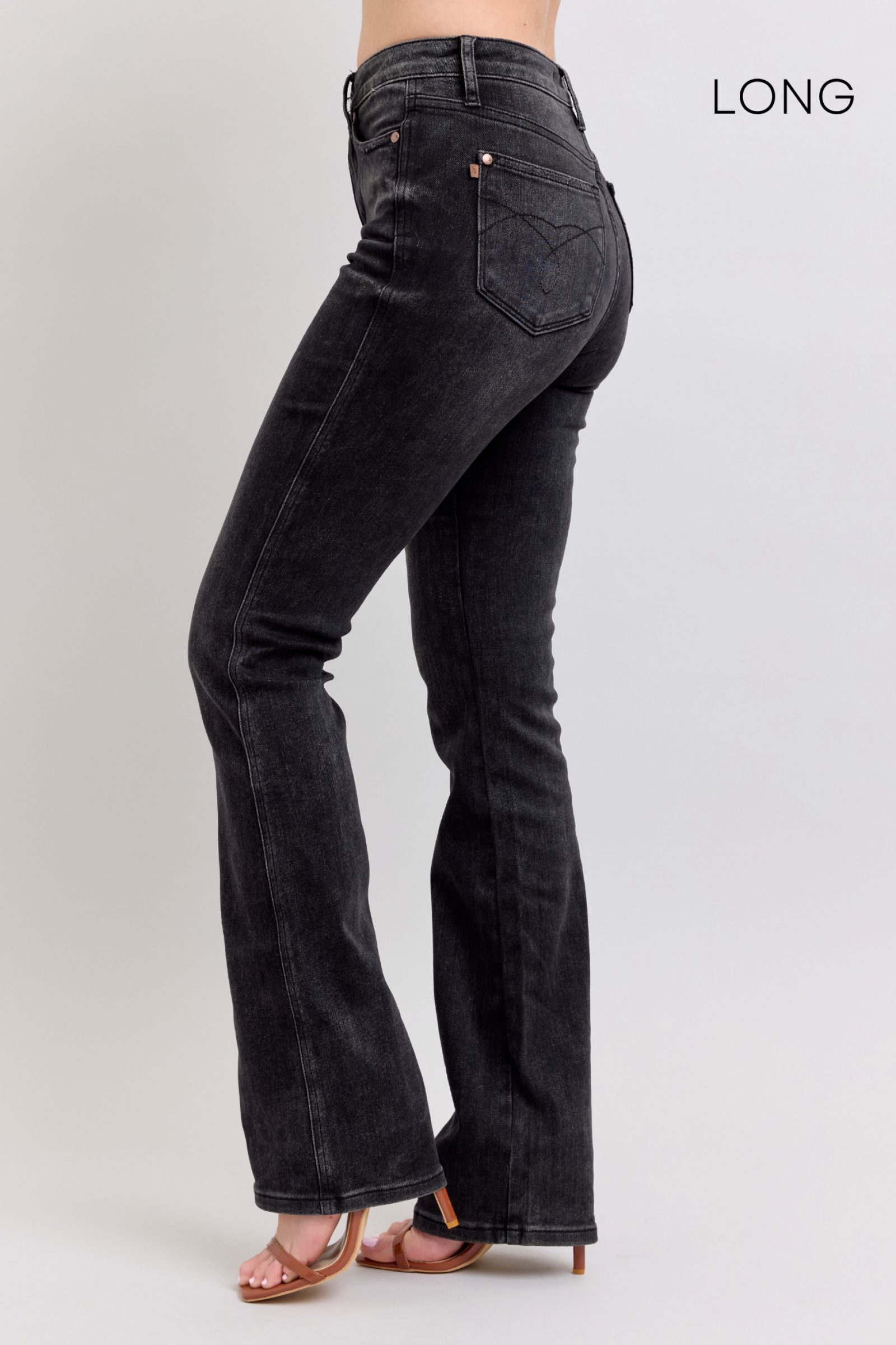 Black high waist tummy control long inseam Judy blue jean