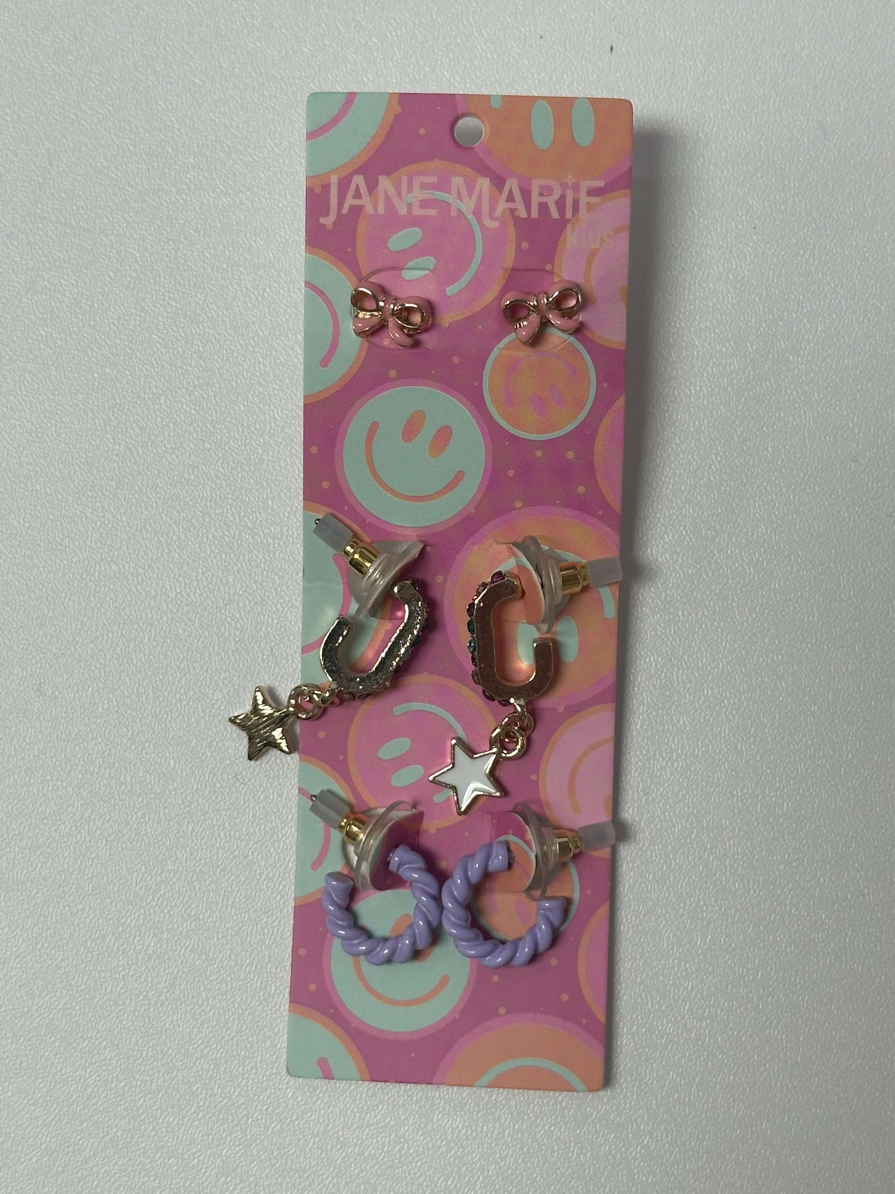 Pink Bow, Multi Hoop with Star, Lavender Hoop Earrings