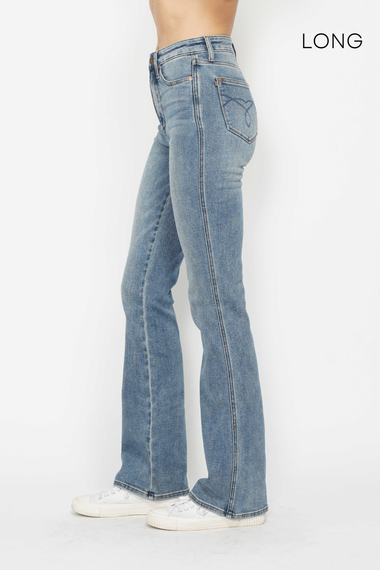 Judy Blue "Iris" HW Tummy Control Bootcut Medium Wash Long