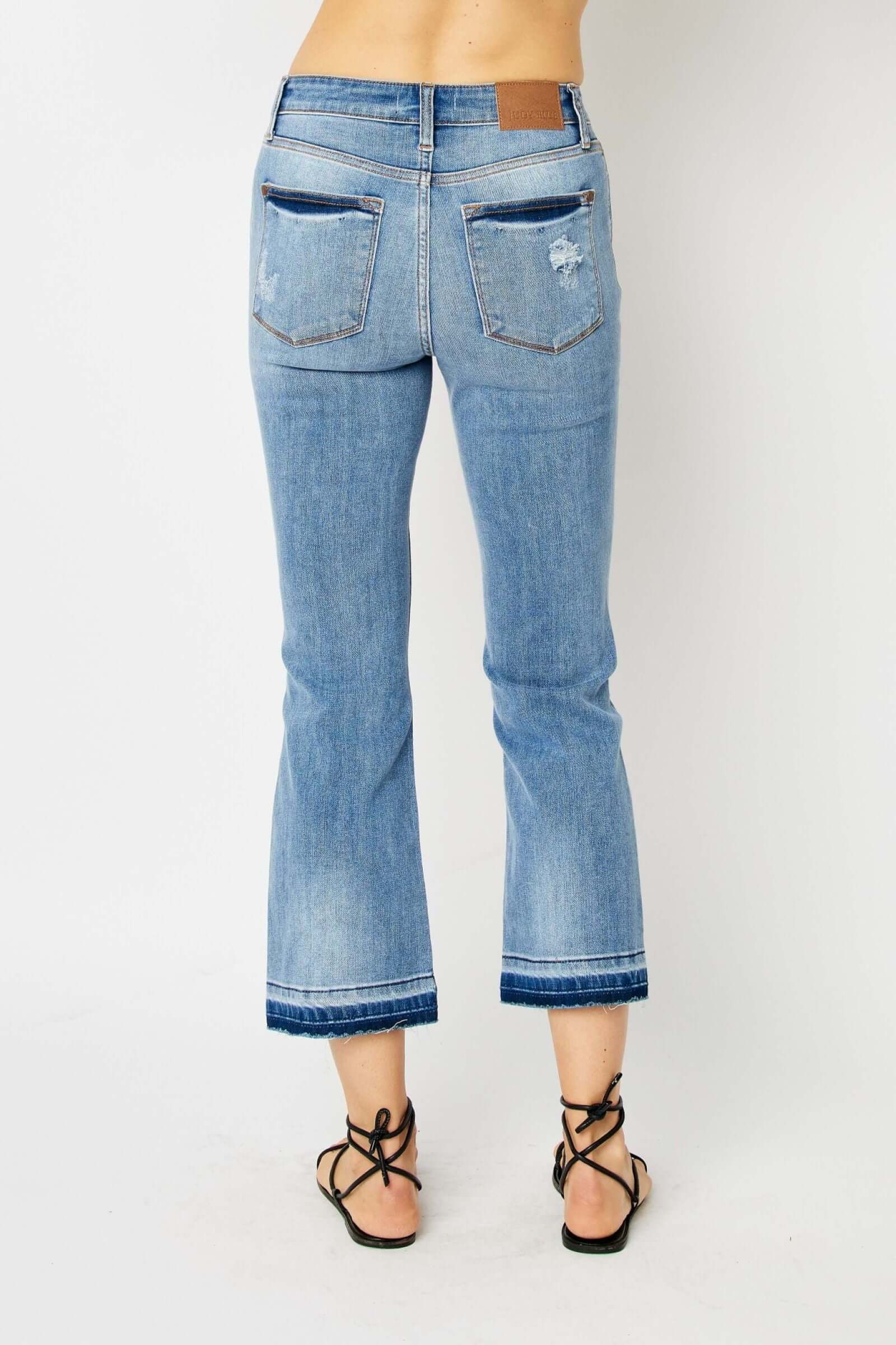 Mid Rise Release Hem Cropped Bootcut