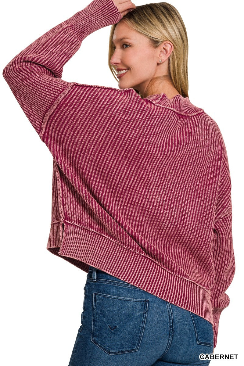 Washed Oversized Sweater red