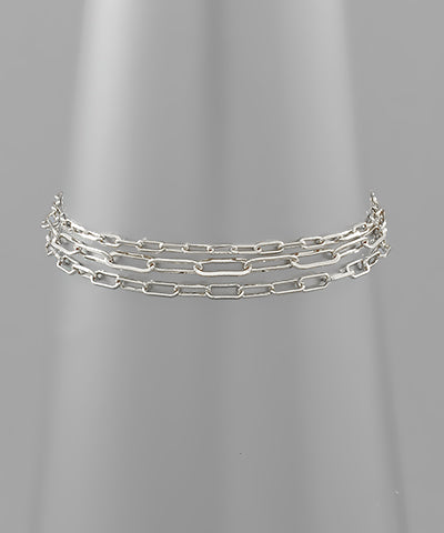 silver 3 row chain bracelet
