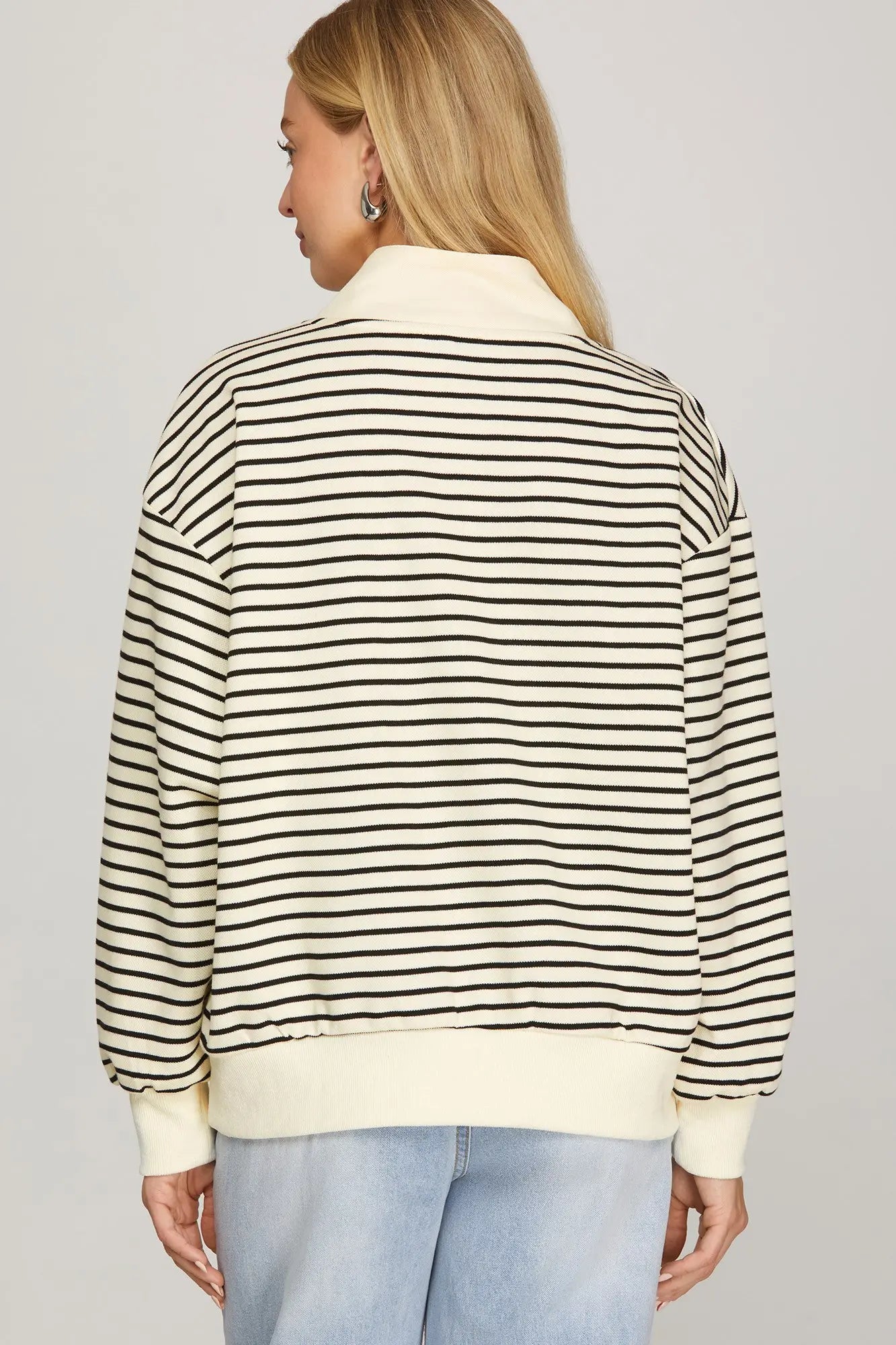 Half Zip Stripe Sweatshirt