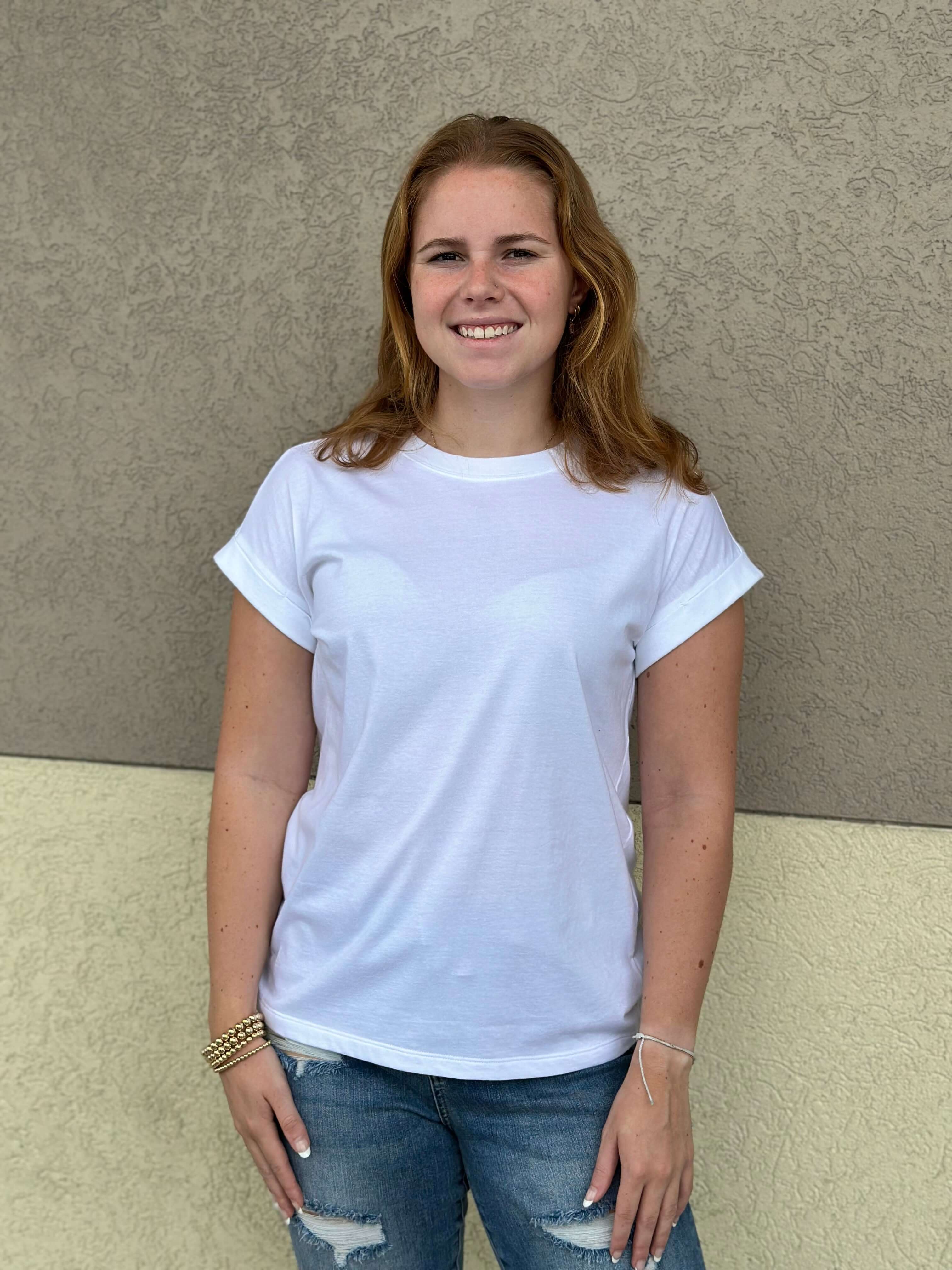 Cotton Folded Sleeve T-shirt