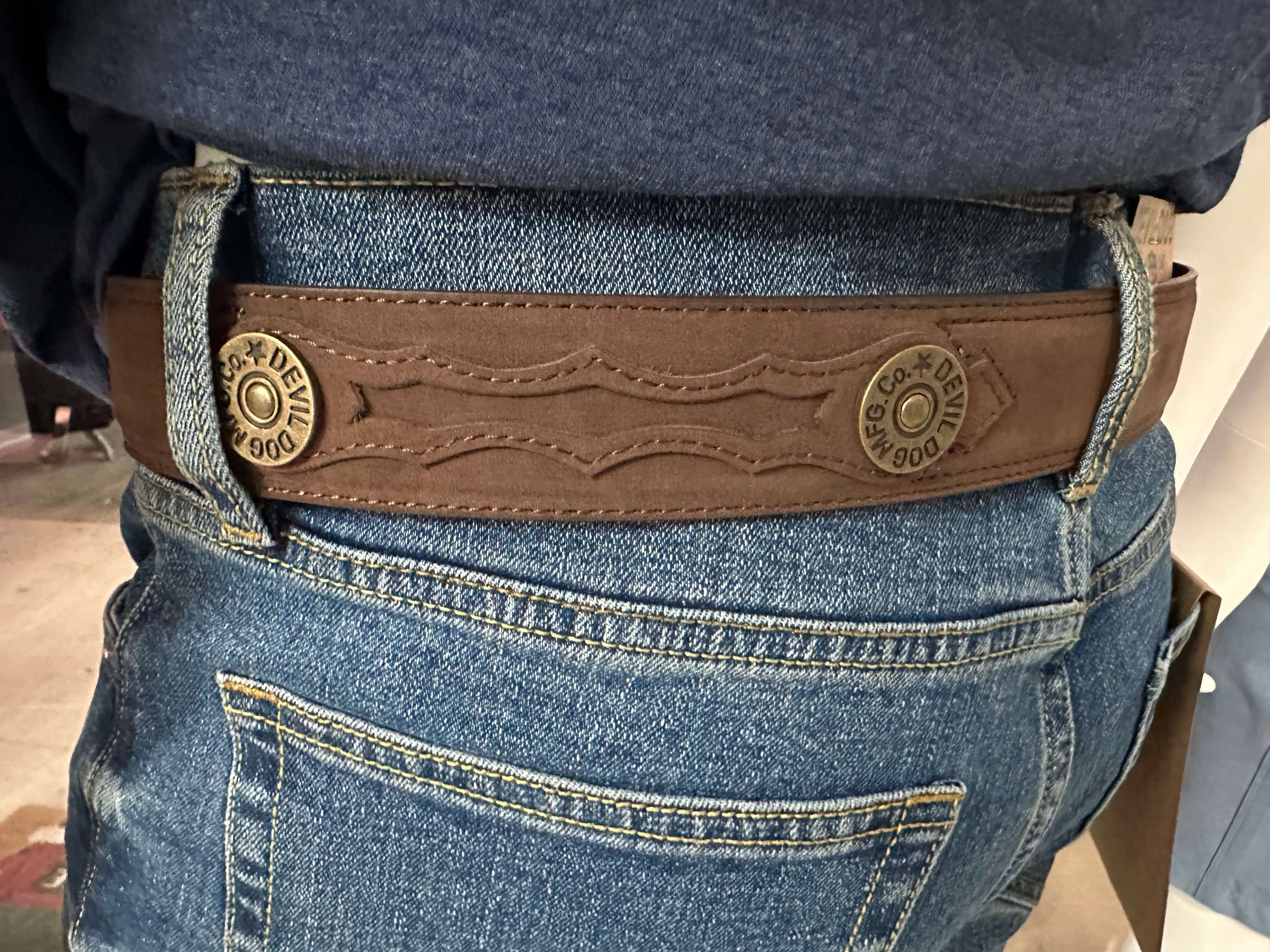 Leather Belt with Shotgun Shell