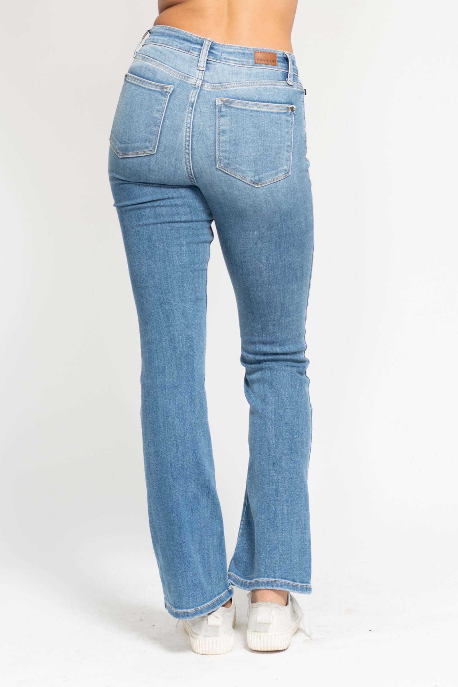 Judy Blue "Shelby" High Waist Contrast Wash Bootcut Back Pocket