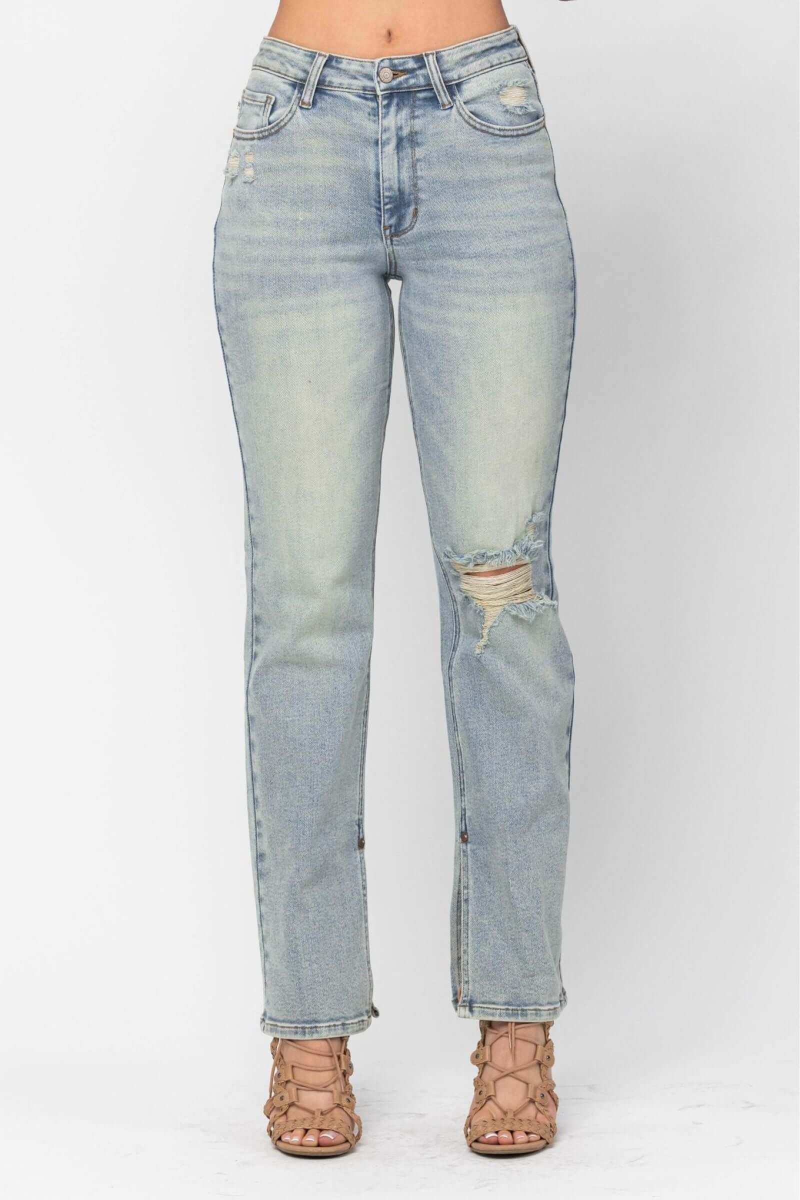 Judy Blue "Jessica" High Waist w/ Inseam Slit light wash