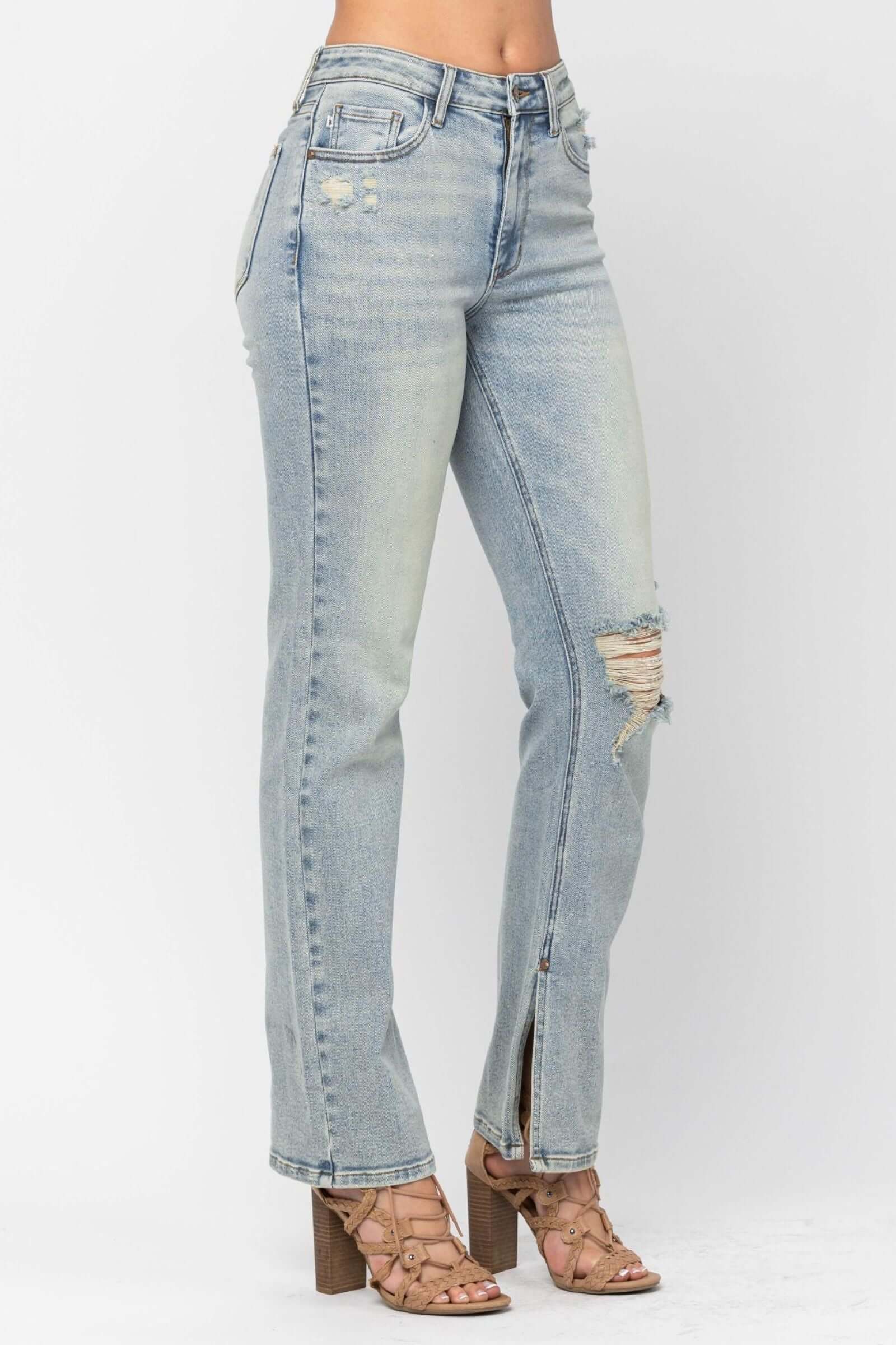 Judy Blue "Jessica" High Waist w/ Inseam Slit light wash