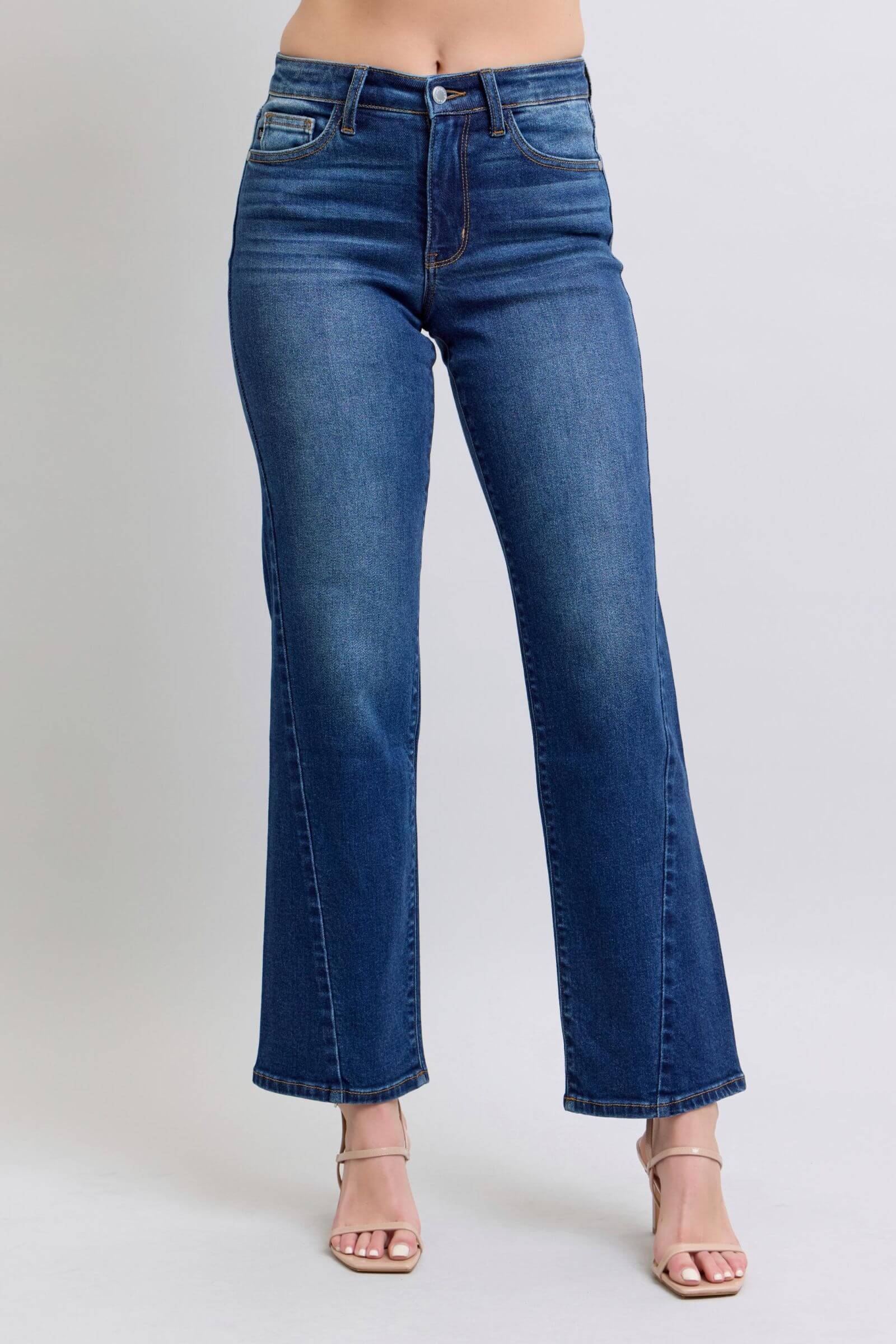 Judy Blue Mid Rise "SideLine" Straight Leg