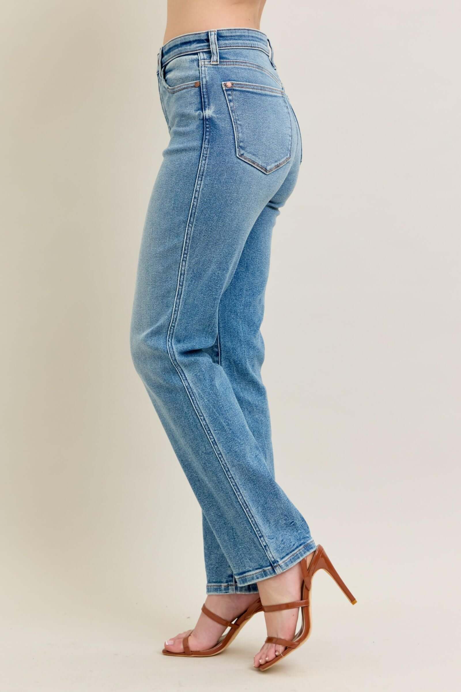 High Waist Straight Jean Medium Wash