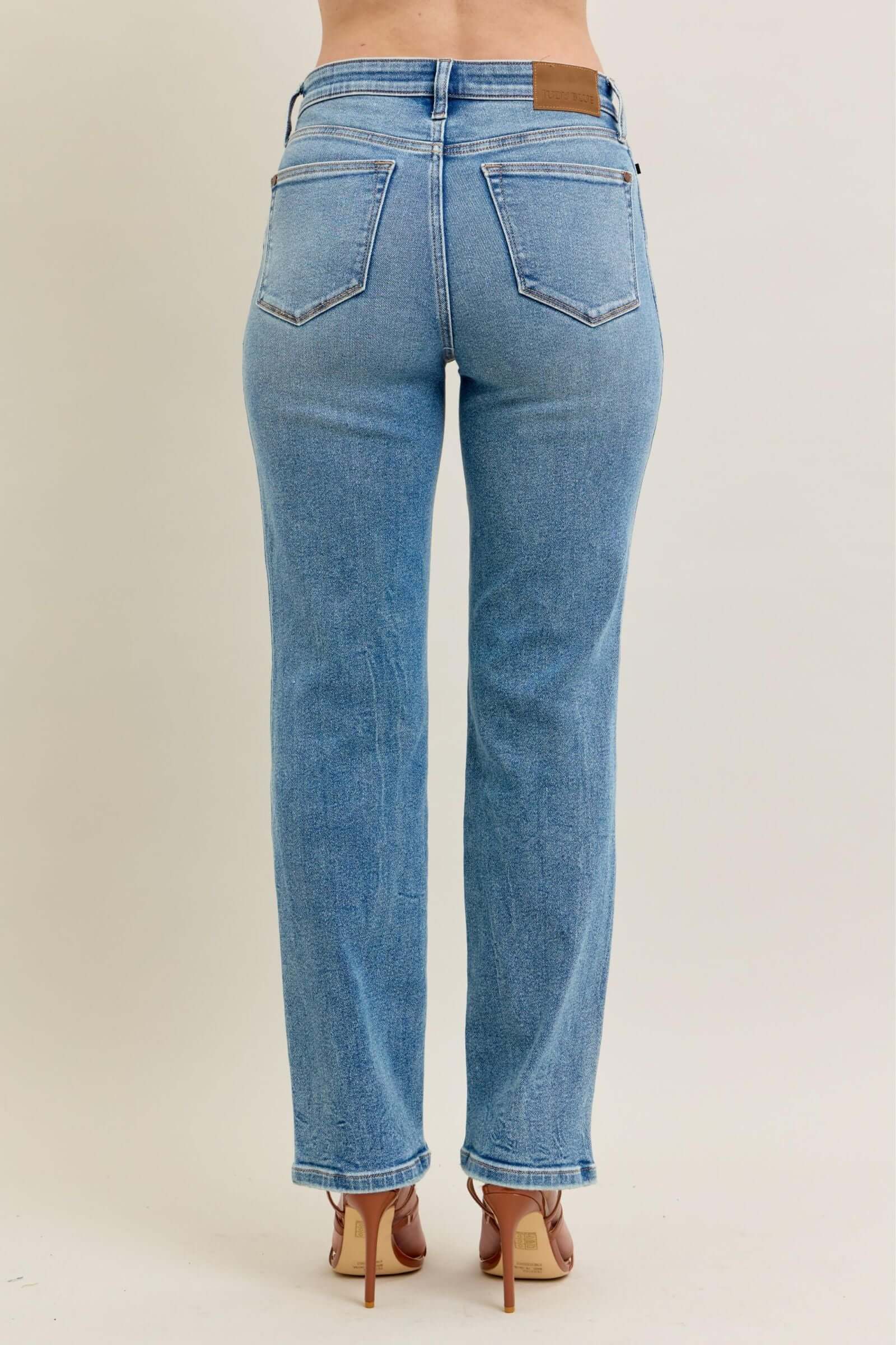 High Waist Straight Jean Medium Wash