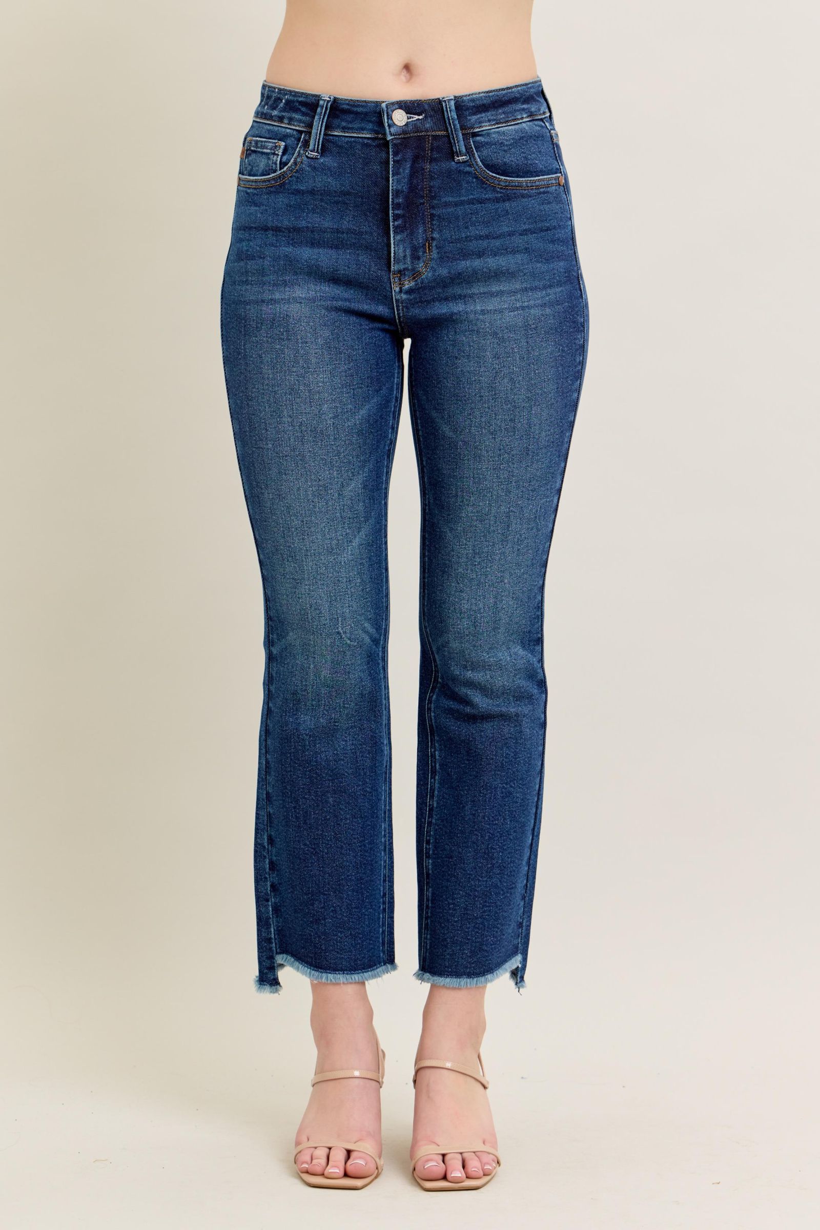 Dark Wash Cropped kick flare jean