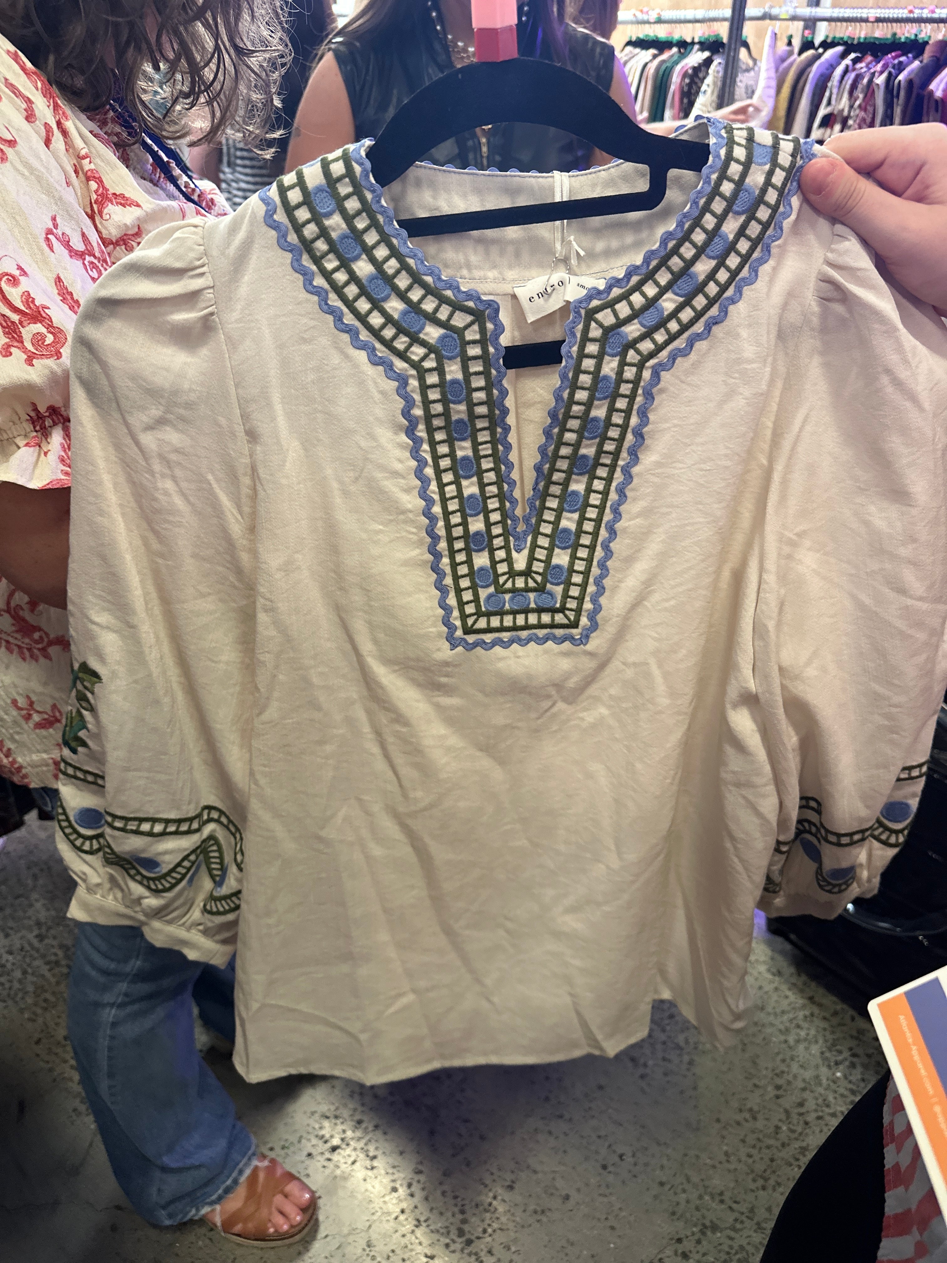 Embroidered Sleeve Top