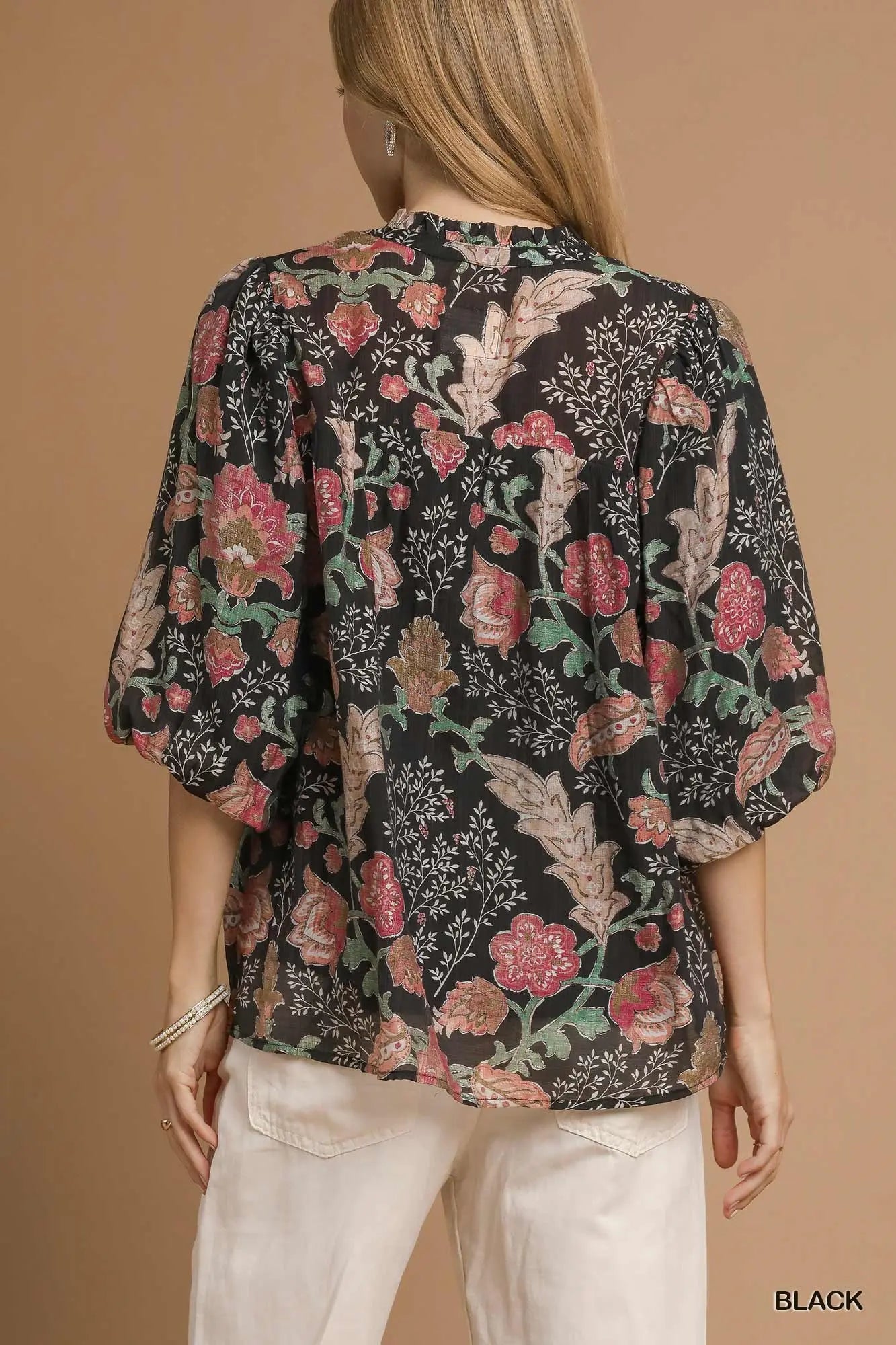 Boho Blouse w/ Ruffle Collar