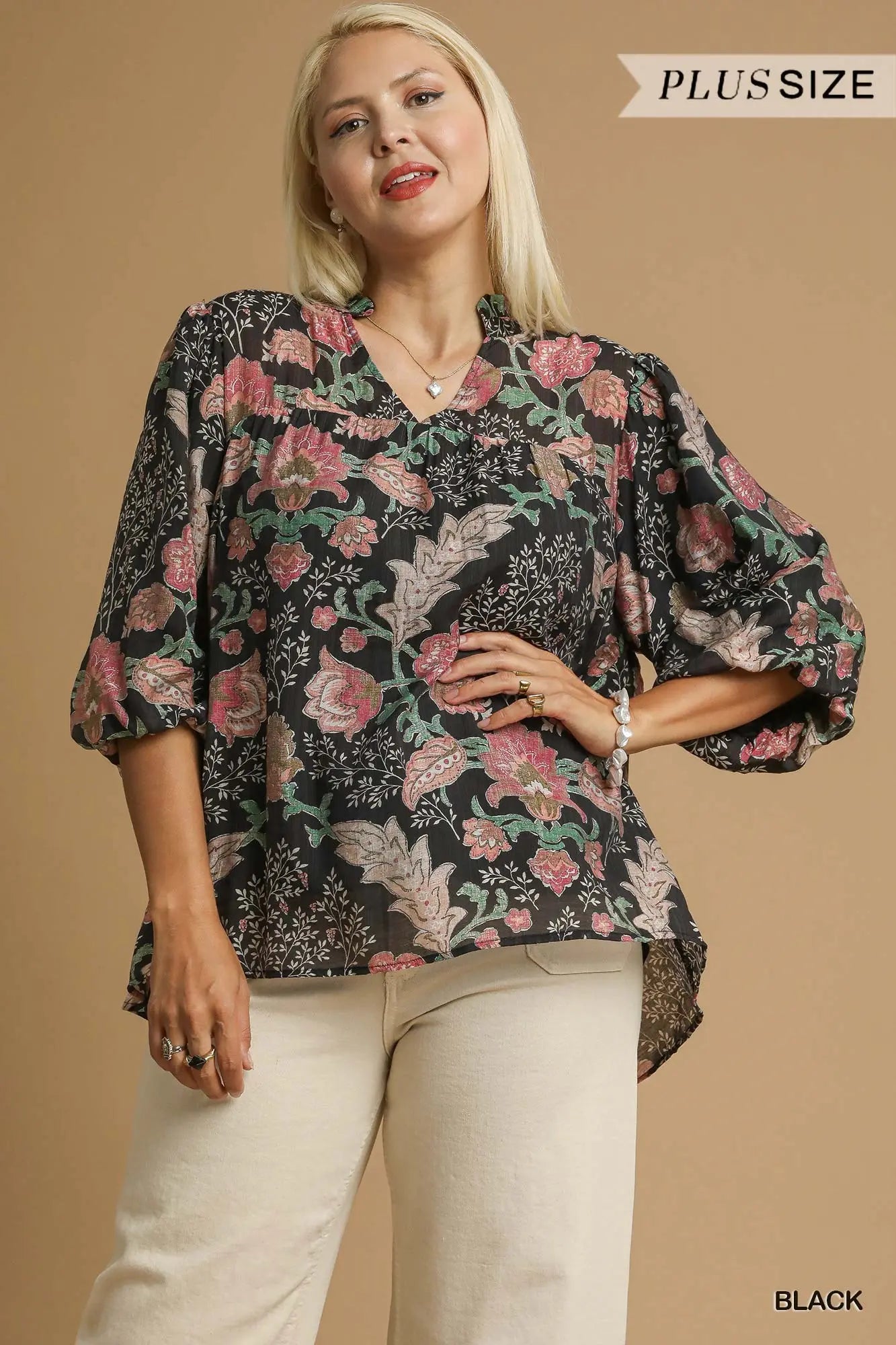Boho Blouse w/ Ruffle Collar