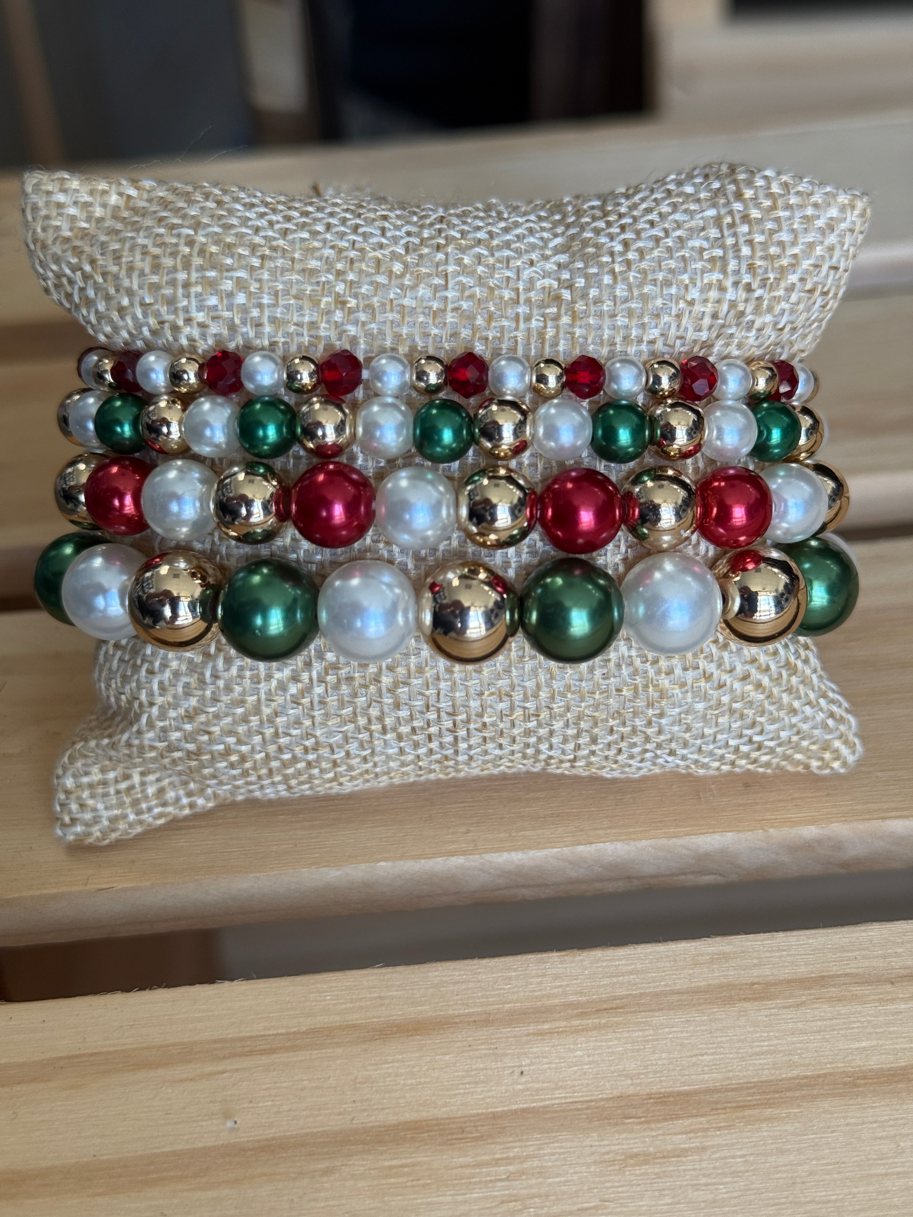 4 Row Christmas Bead Bracelet