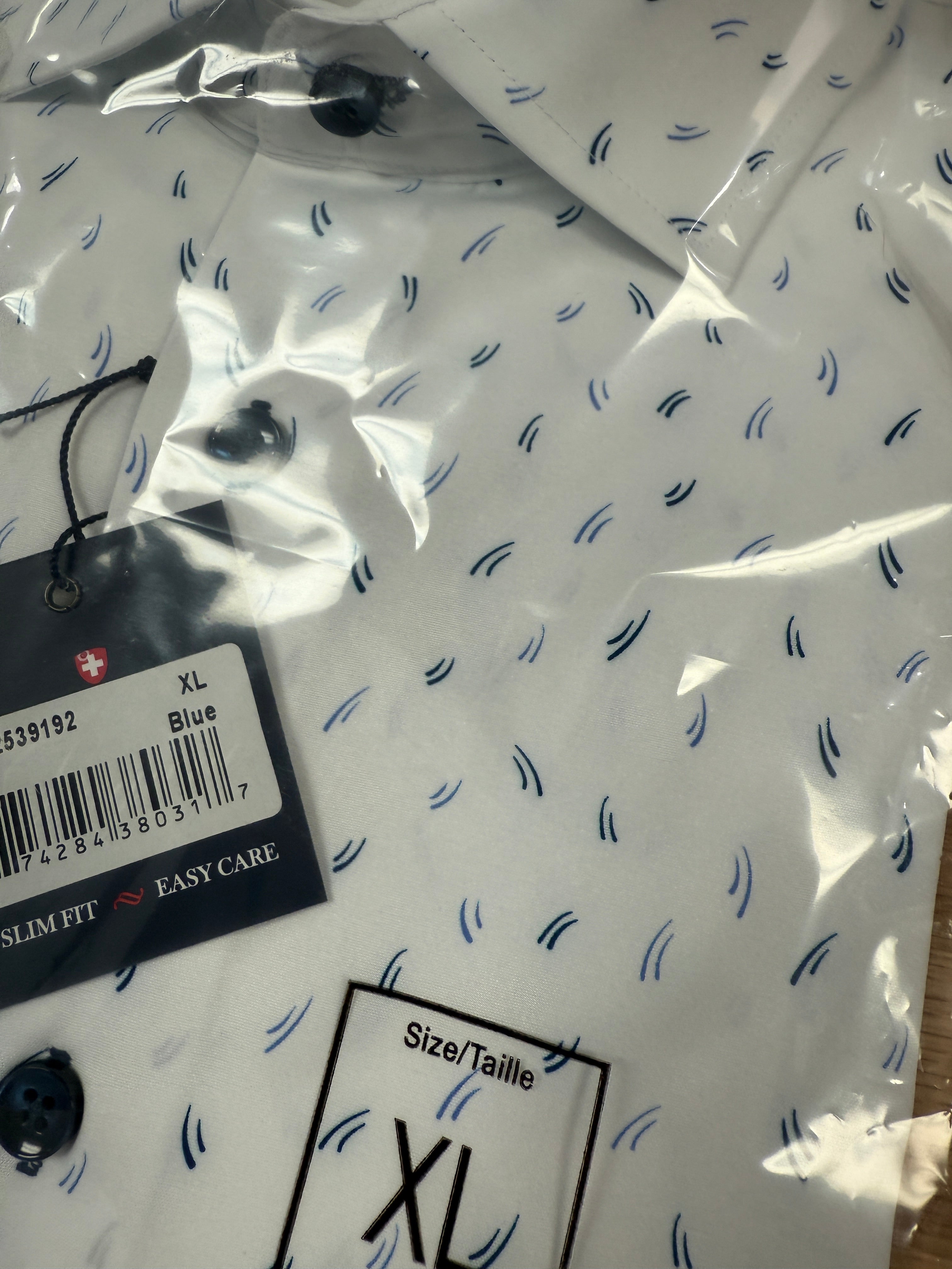 blue flake pattern button up shirt