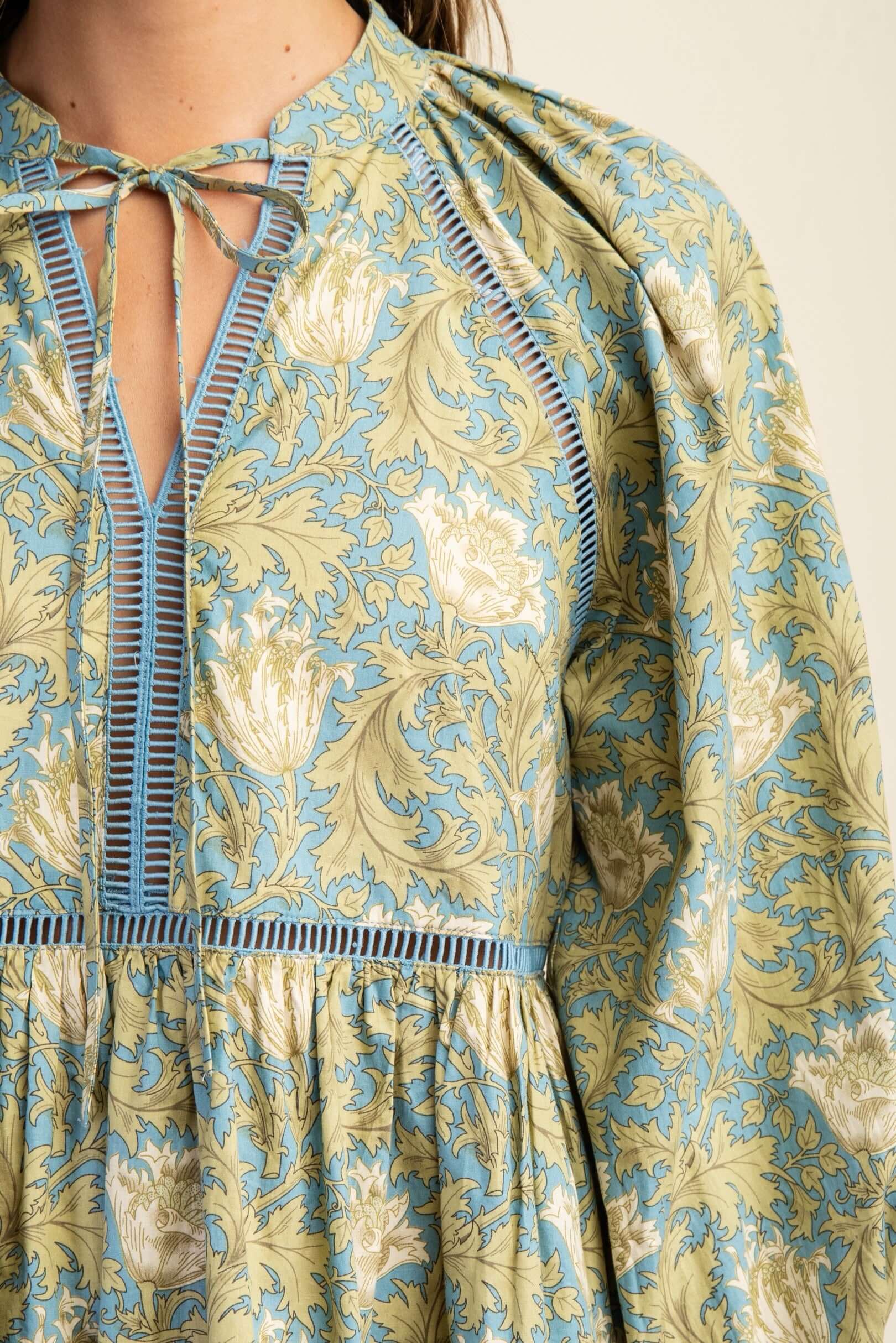 Sage and Blue Baby Doll Dress