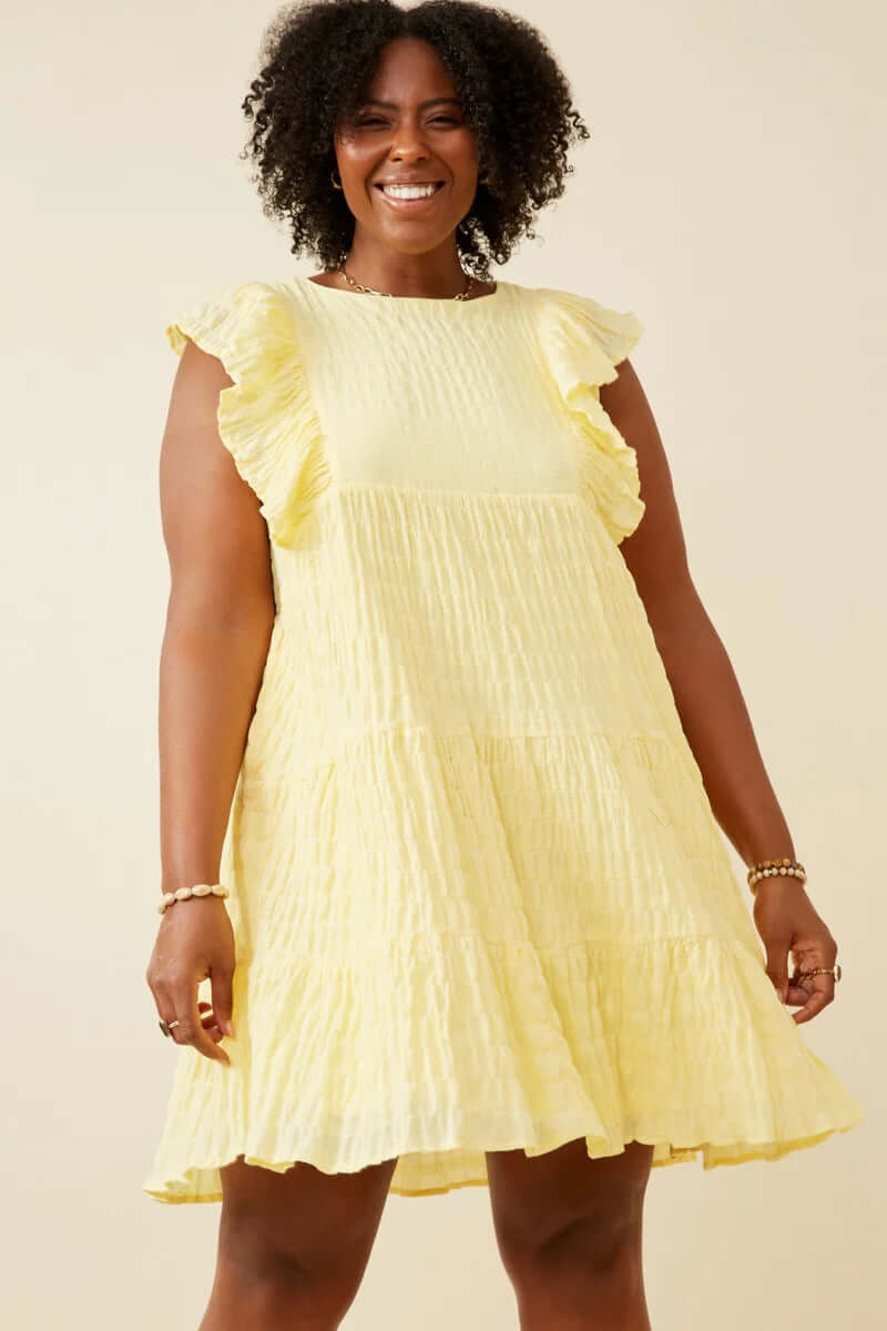 Shadow Texture Exaggerated Ruffle Dress