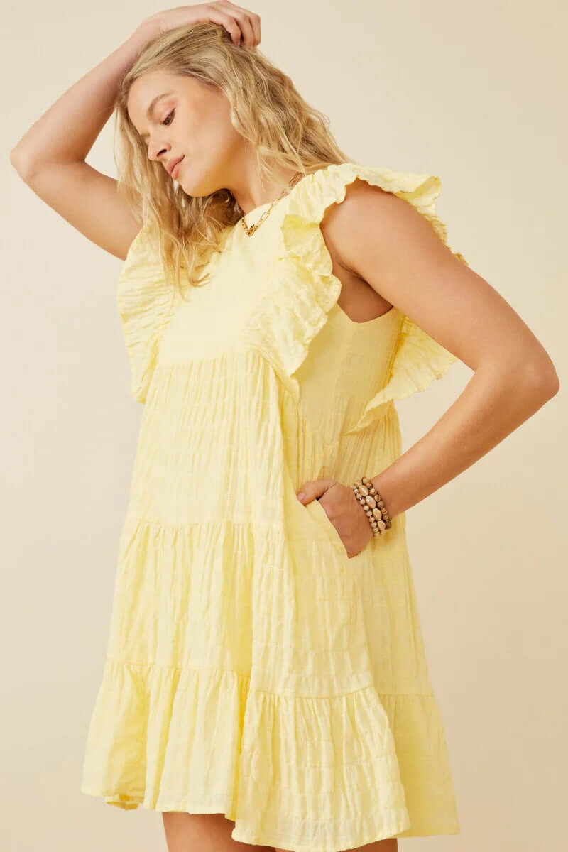 Shadow Texture Exaggerated Ruffle Dress