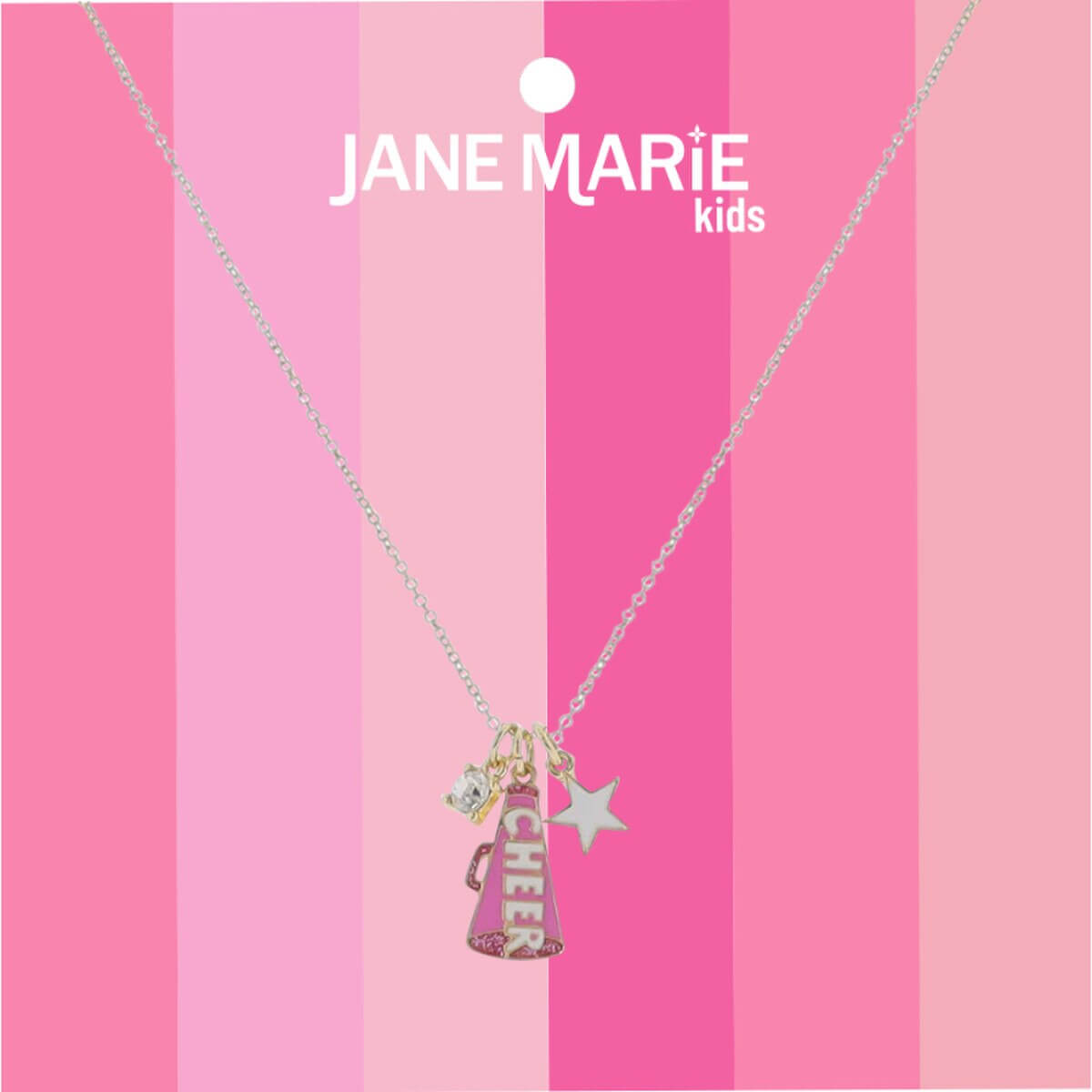 14" Gold Cable Chain Necklace with Pink Megaphone & White Star