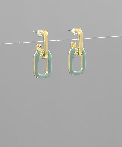 Epoxy Rectangle Link Earrings
