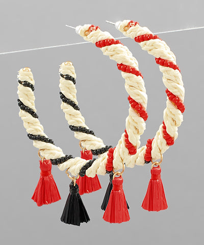 Game Day Raffia Wrapped Hoops red and black
