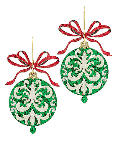 Christmas Ornament Bow Earrings