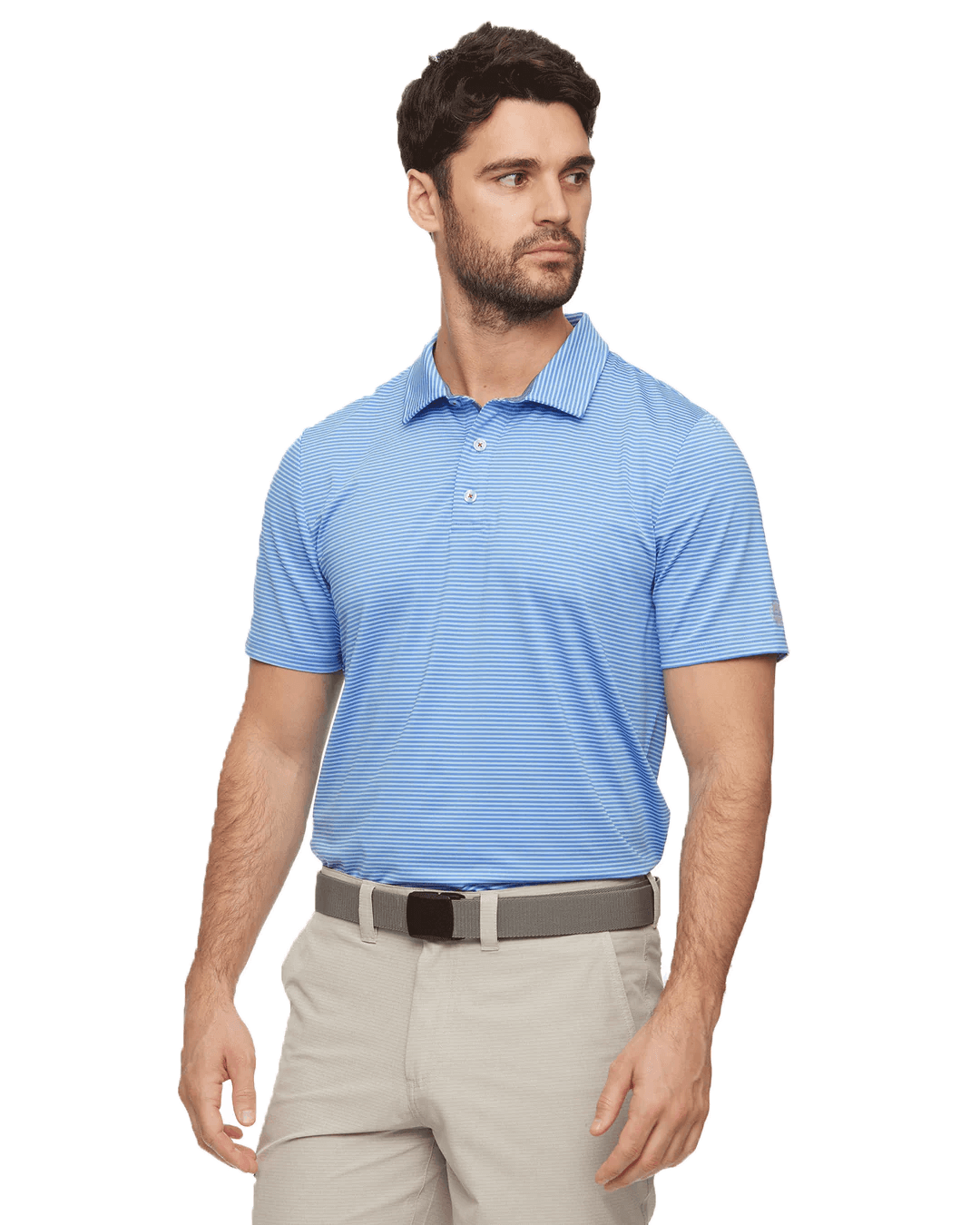Blue striped polo