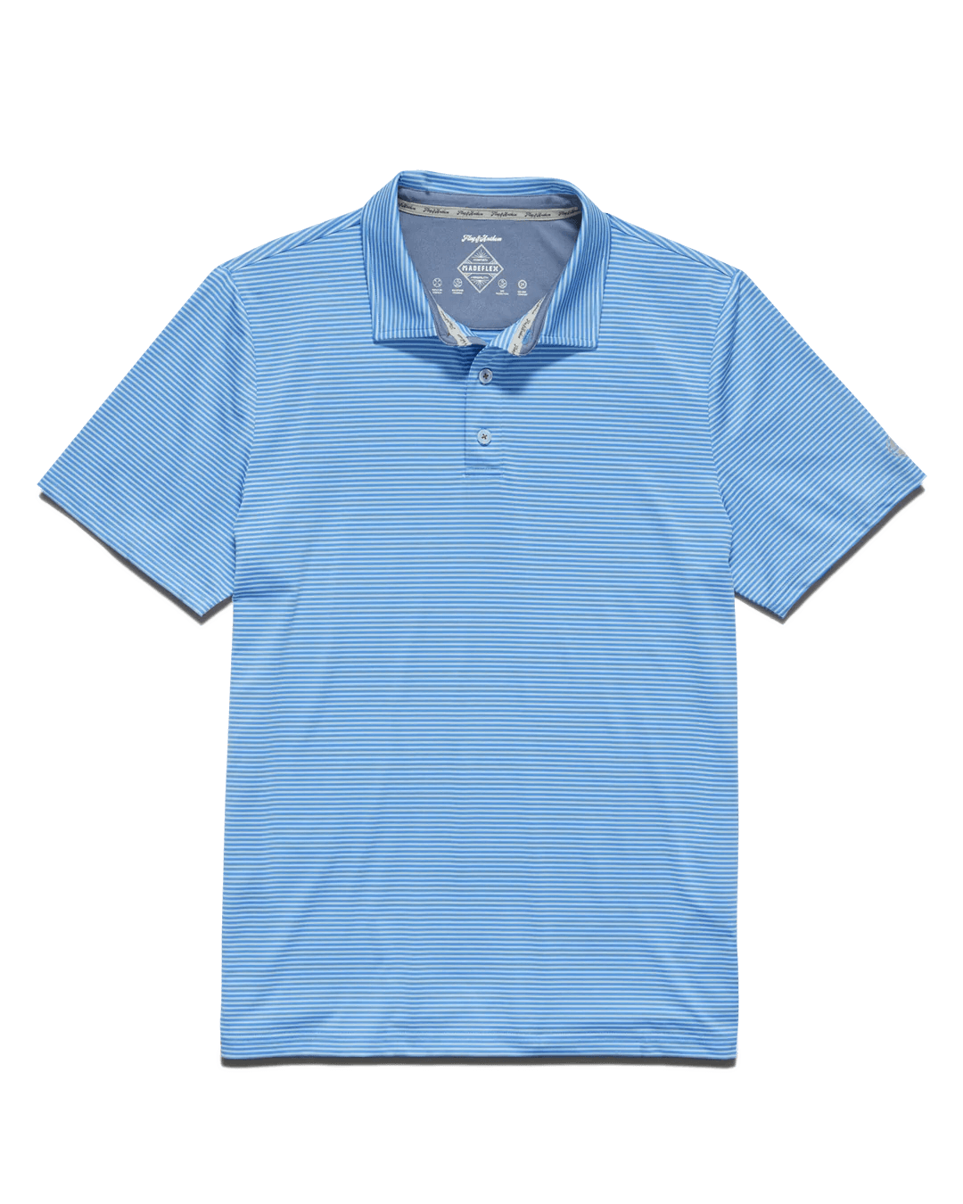 blue striped polo