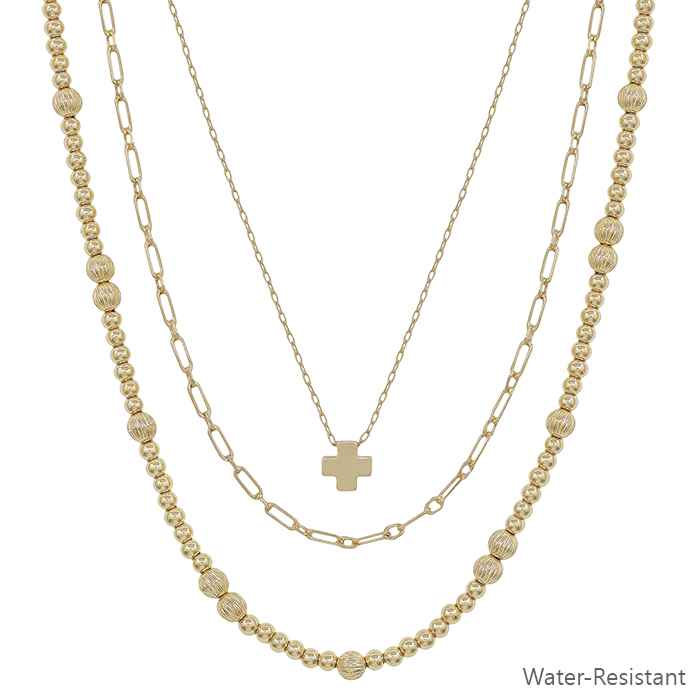 Triple Layered Cross 16"-18" Necklace