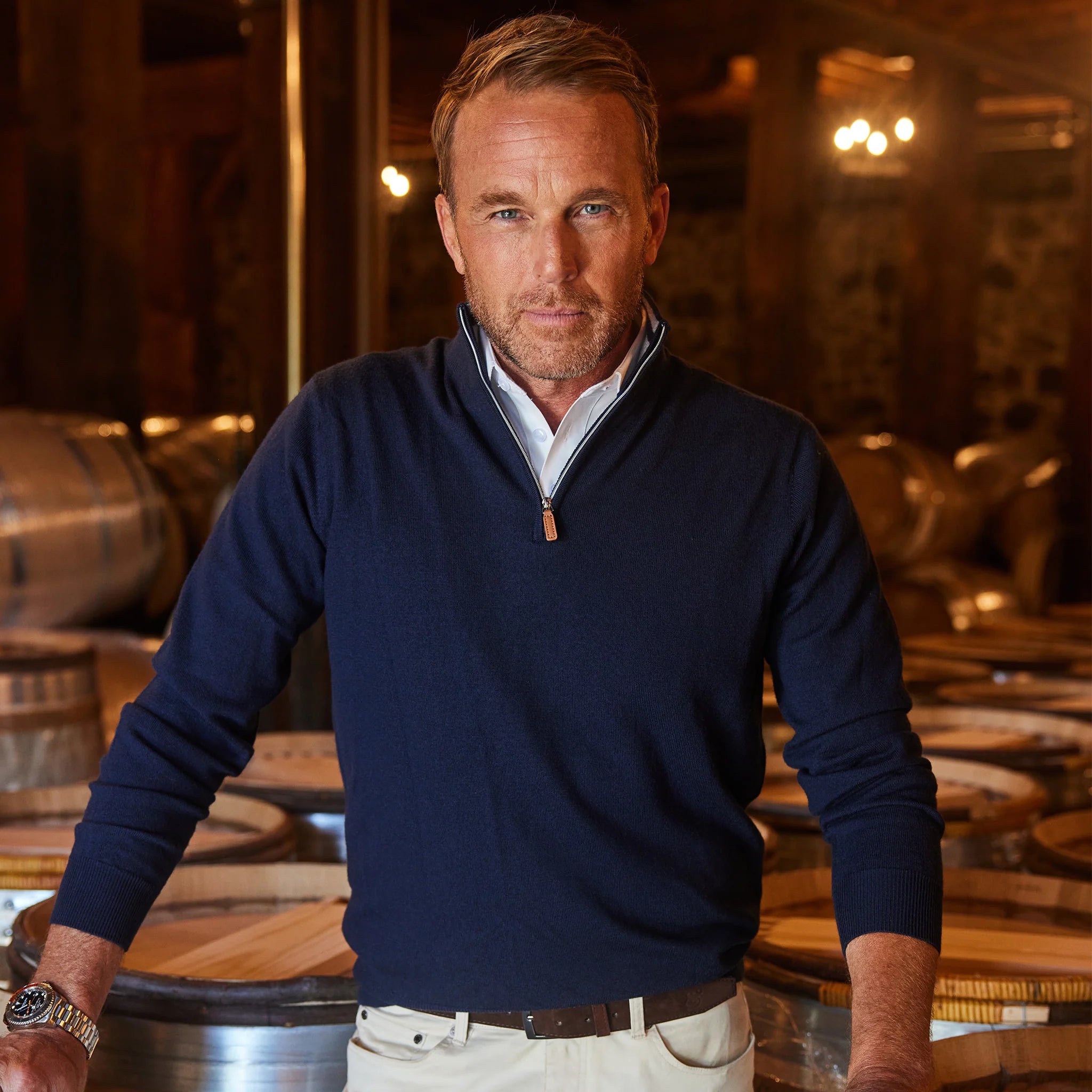 Collars & Co. Cashmere Touch Australian Merino Quarter Zip Sweater