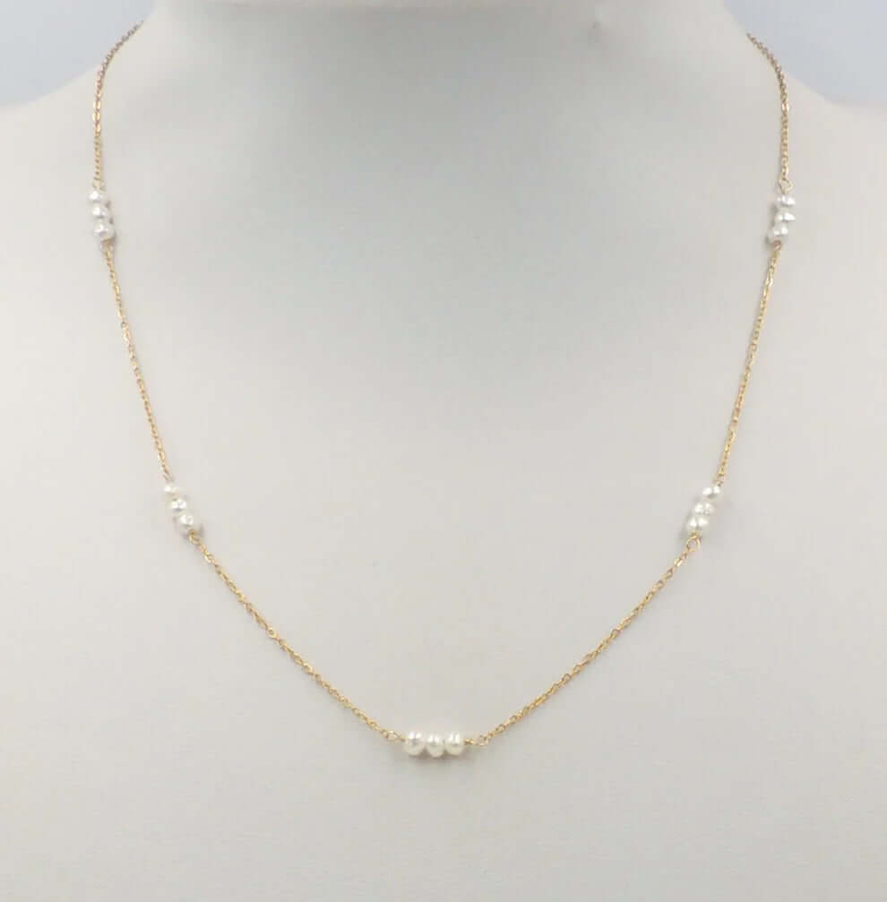 Stainless Steel Fresh Water Pearl Seed Bead Necklace