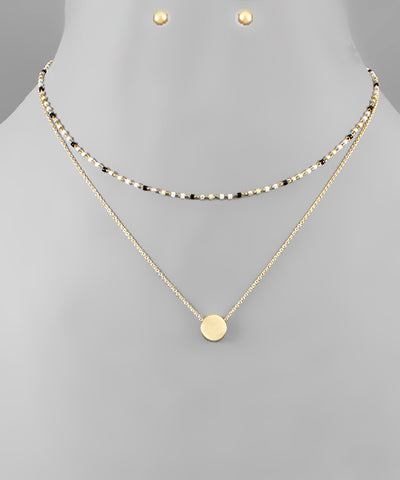 Disc Charm Beads Layer Necklace