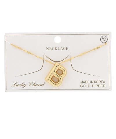Gold B Balloon Initial Pendant Necklace
