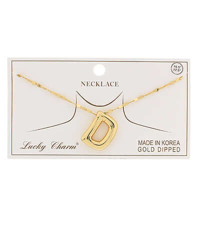 Gold D Balloon Initial Pendant Necklace