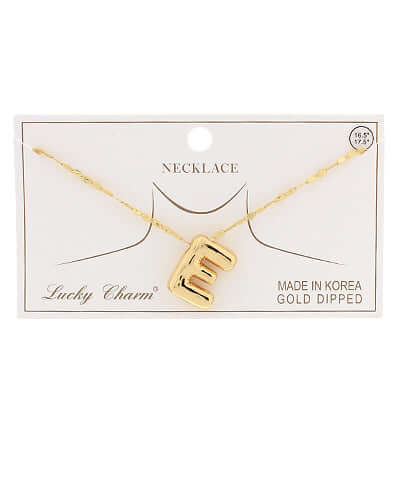 Gold E Balloon Initial Pendant Necklace