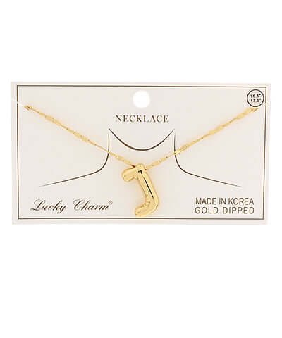 Gold J Balloon Initial Pendant Necklace
