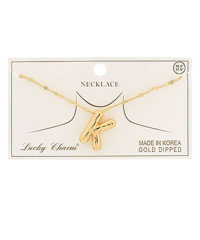 Gold K Balloon Initial Pendant Necklace