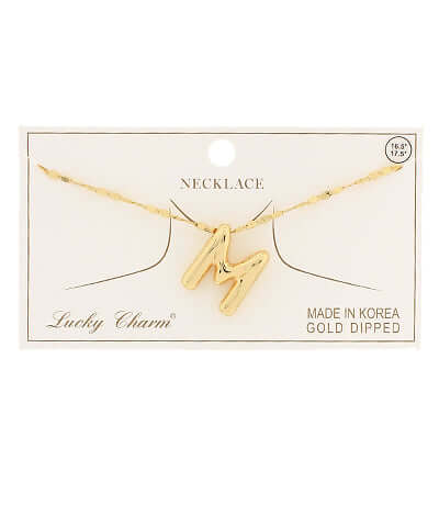 Gold M Balloon Initial Pendant Necklace