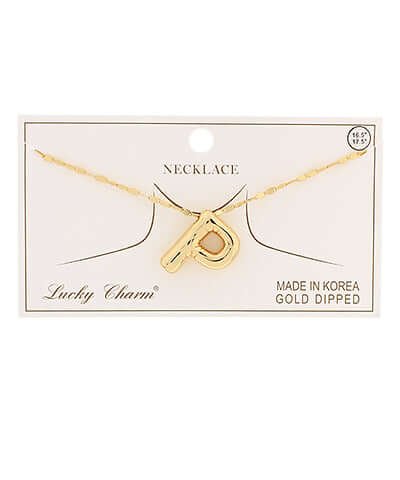 Gold P Balloon Initial Pendant Necklace