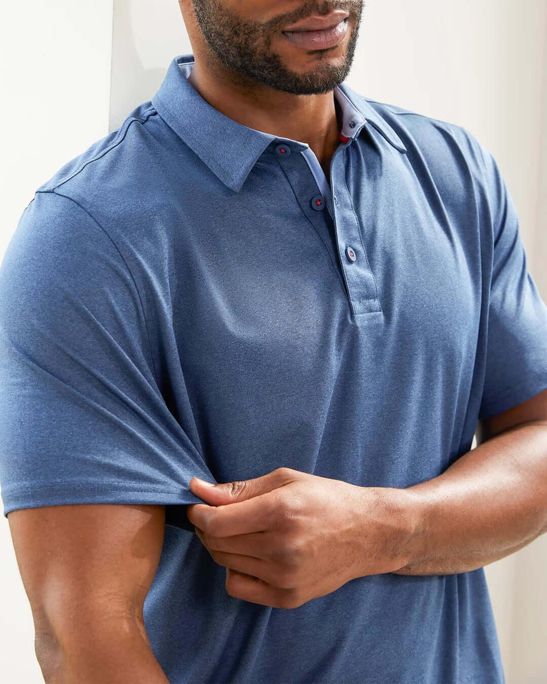 heather blue tailored athletic fit polo