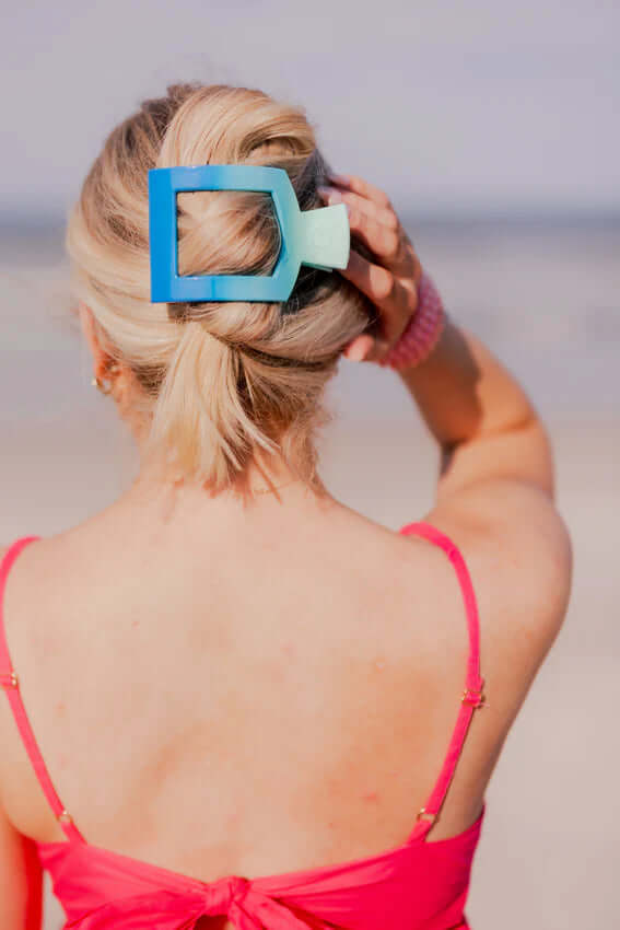 Blue ombré square flat clip large